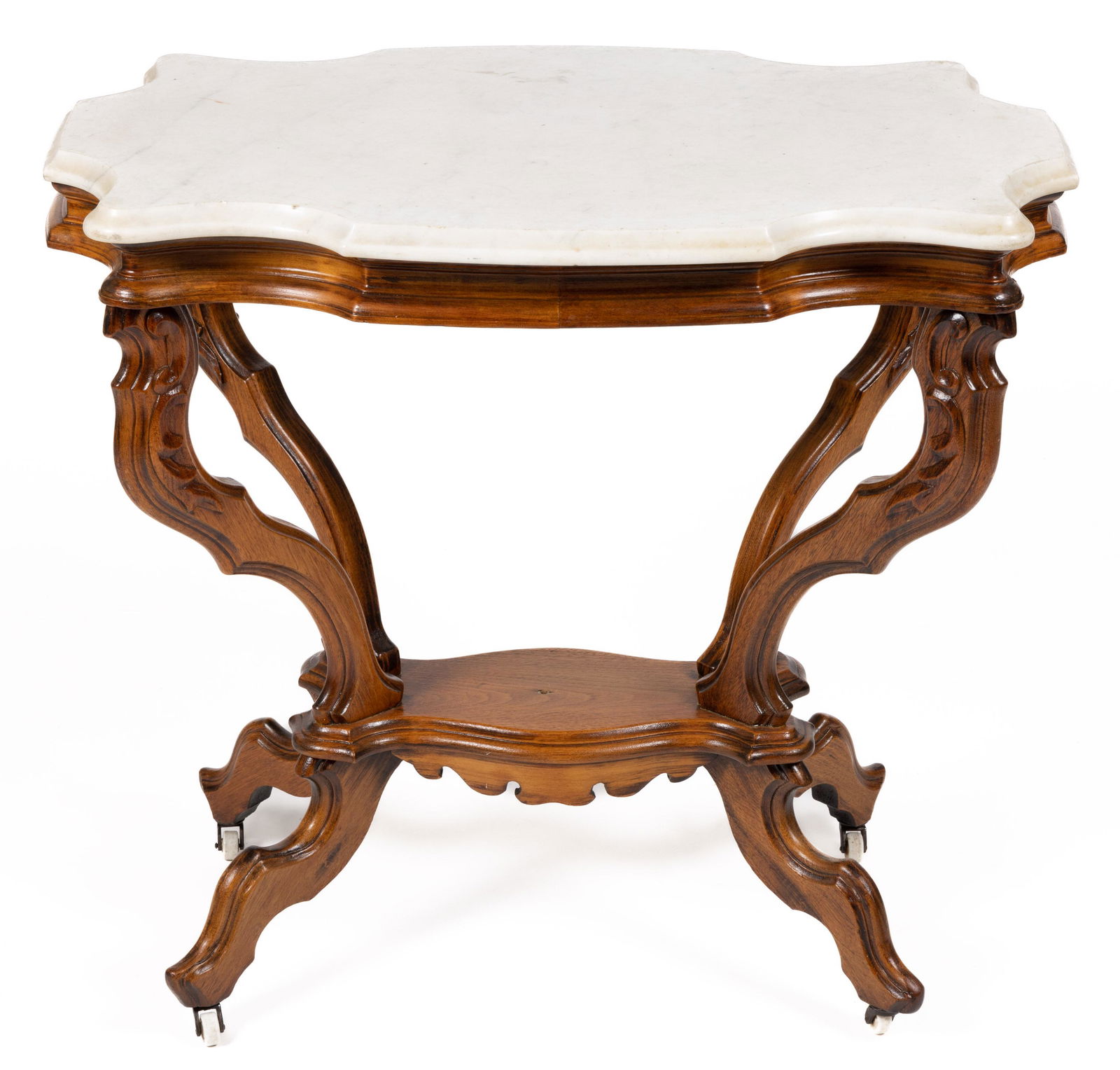 AMERICAN VICTORIAN MARBLE-TOP CENTER TABLE (1 of 2)