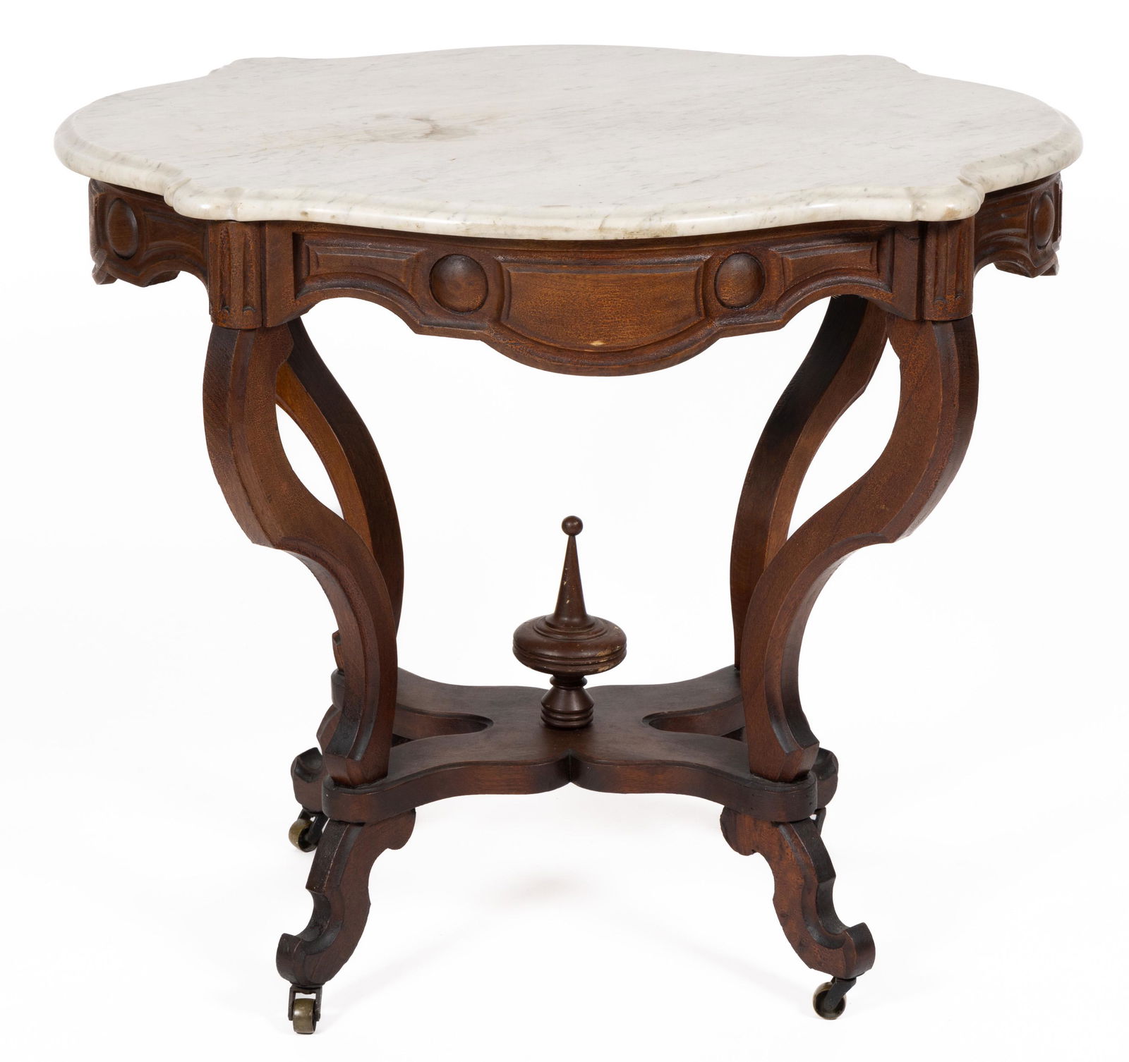 AMERICAN VICTORIAN MARBLE-TOP CENTER TABLE (1 of 2)