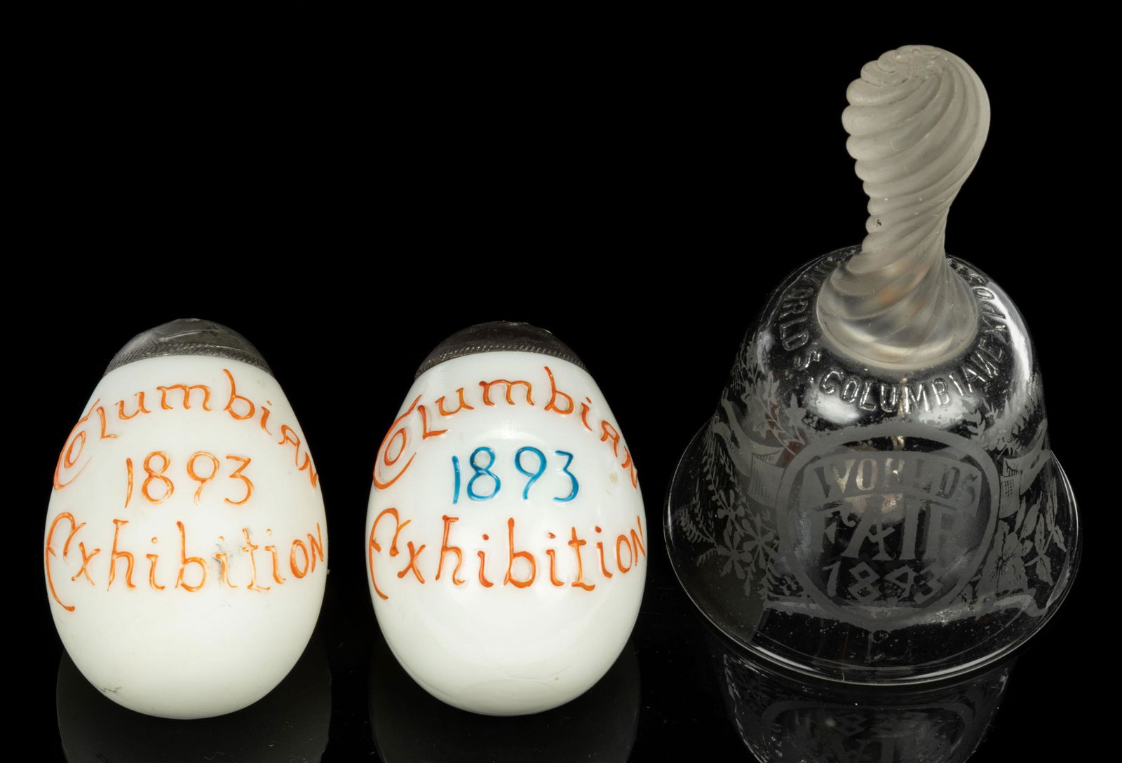 1892 / 1893 CHICAGO WORLD'S COLUMBIAN EXPOSITION / WORLD'S FAIR GLASS  ARTICLES, LOT OF THREE (1 of 1)