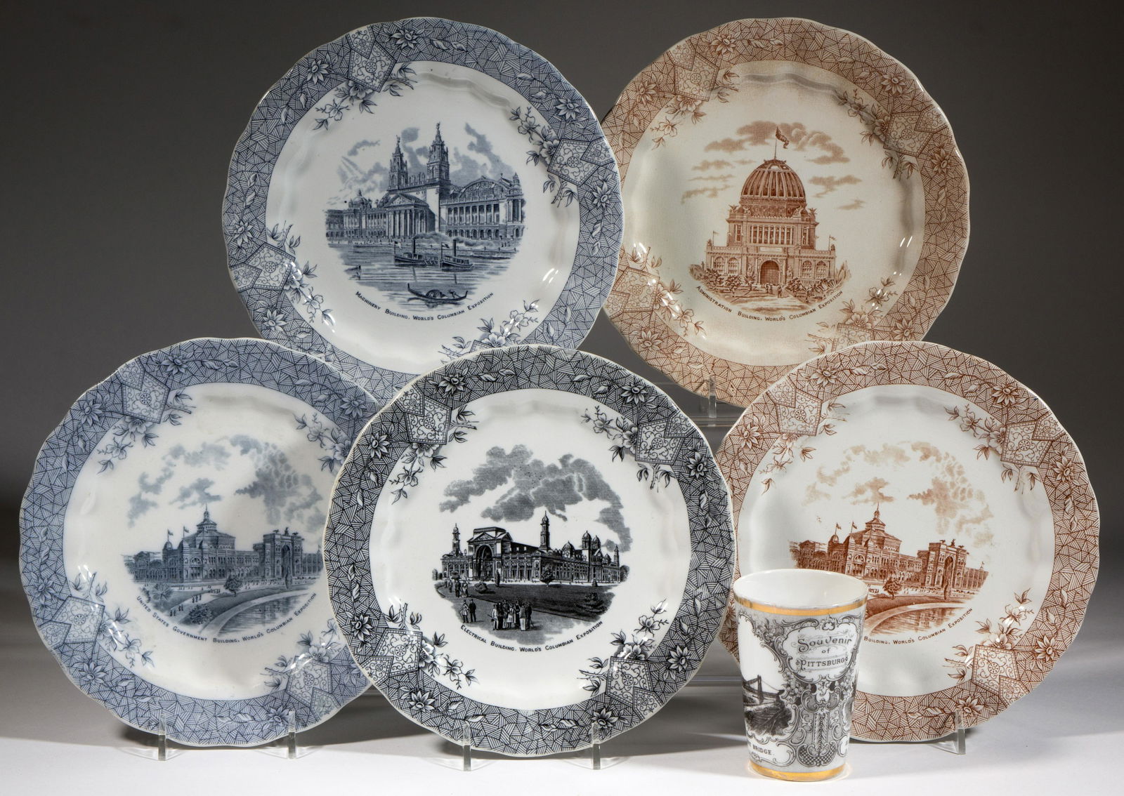 1892 / 1893 CHICAGO WORLD'S COLUMBIAN EXPOSITION / WORLD'S FAIR WEDGWOOD  CERAMIC PLATES, LOT OF (1 of 1)