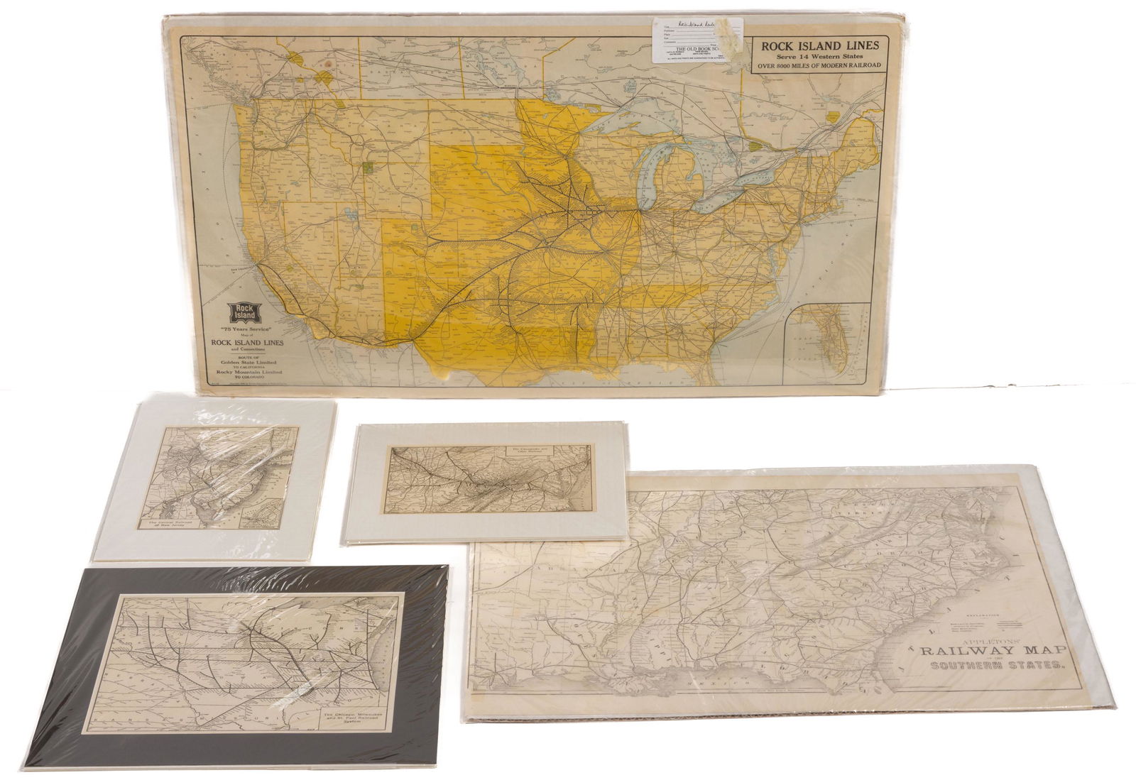 ASSORTED RAILROAD MAPS, LOT OF FIVE (1 of 6)