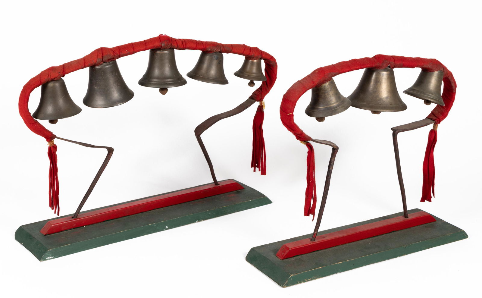 CONESTOGA WAGON HAMES WROUGHT-IRON AND BRASS BELLS, LOT OF TWO (1 of 1)