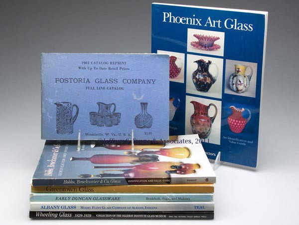 AMERICAN GLASS COMPANIES REFERENCE VOLUMES, LOT OF: AMERICAN GLASS COMPANIES REFERENCE VOLUMES, LOT OF SEVEN, including Duncan, Hobbs, Brockunier & Co., and Phoenix Art Glass.
