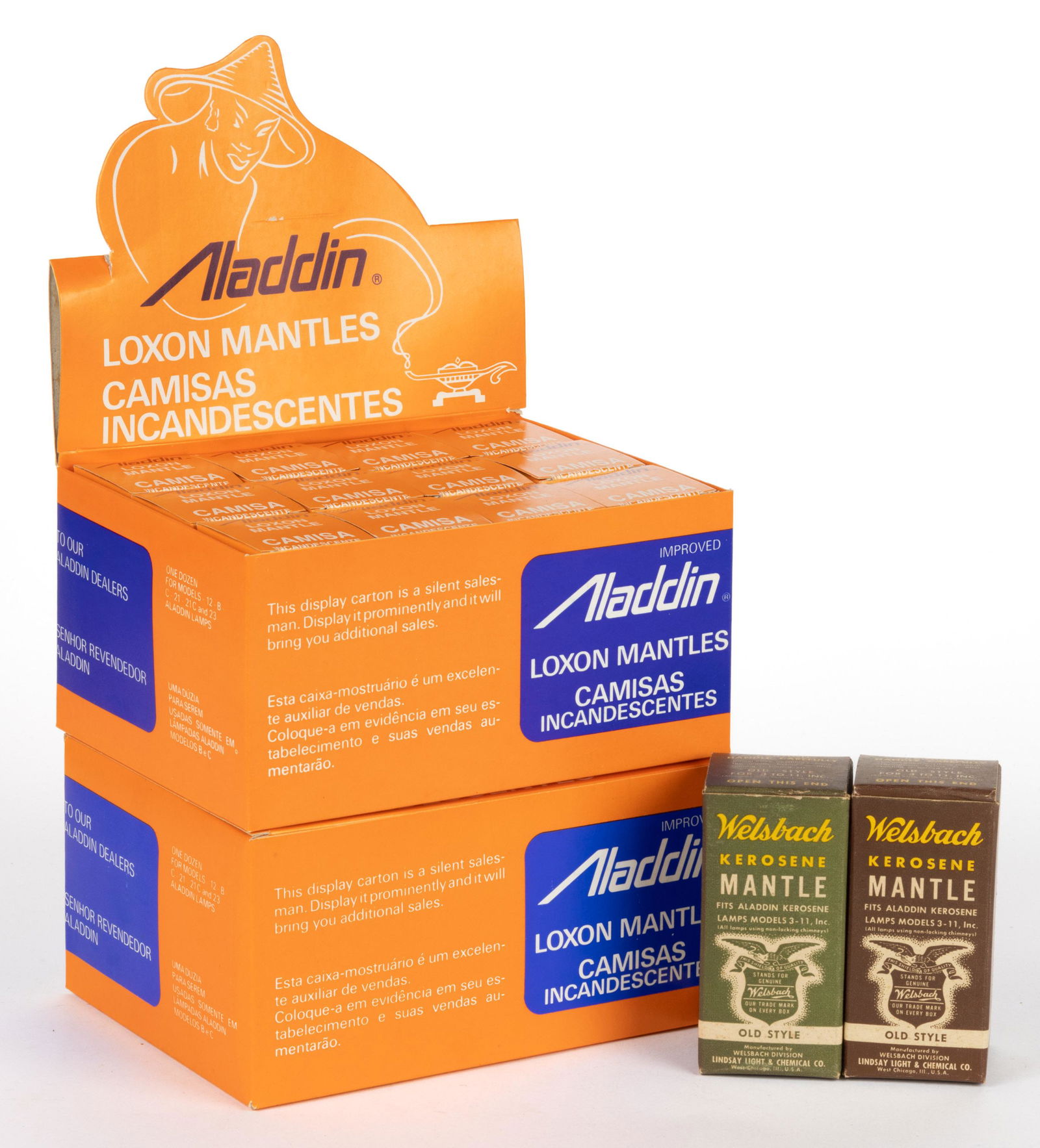 ALADDIN MODEL 12, B, C, AND 21C LOX-ON BOXES OF LAMP MANTLES, LOT OF TWO (1 of 1)