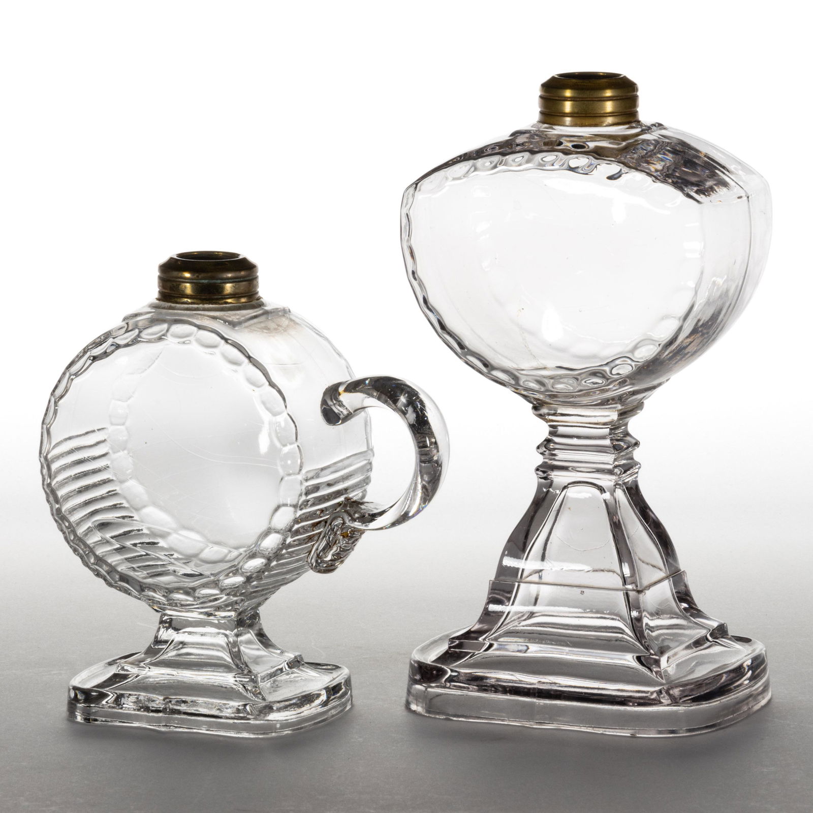 CENTRAL MEDALLION GLASS KEROSENE LAMPS, LOT OF TWO (1 of 1)