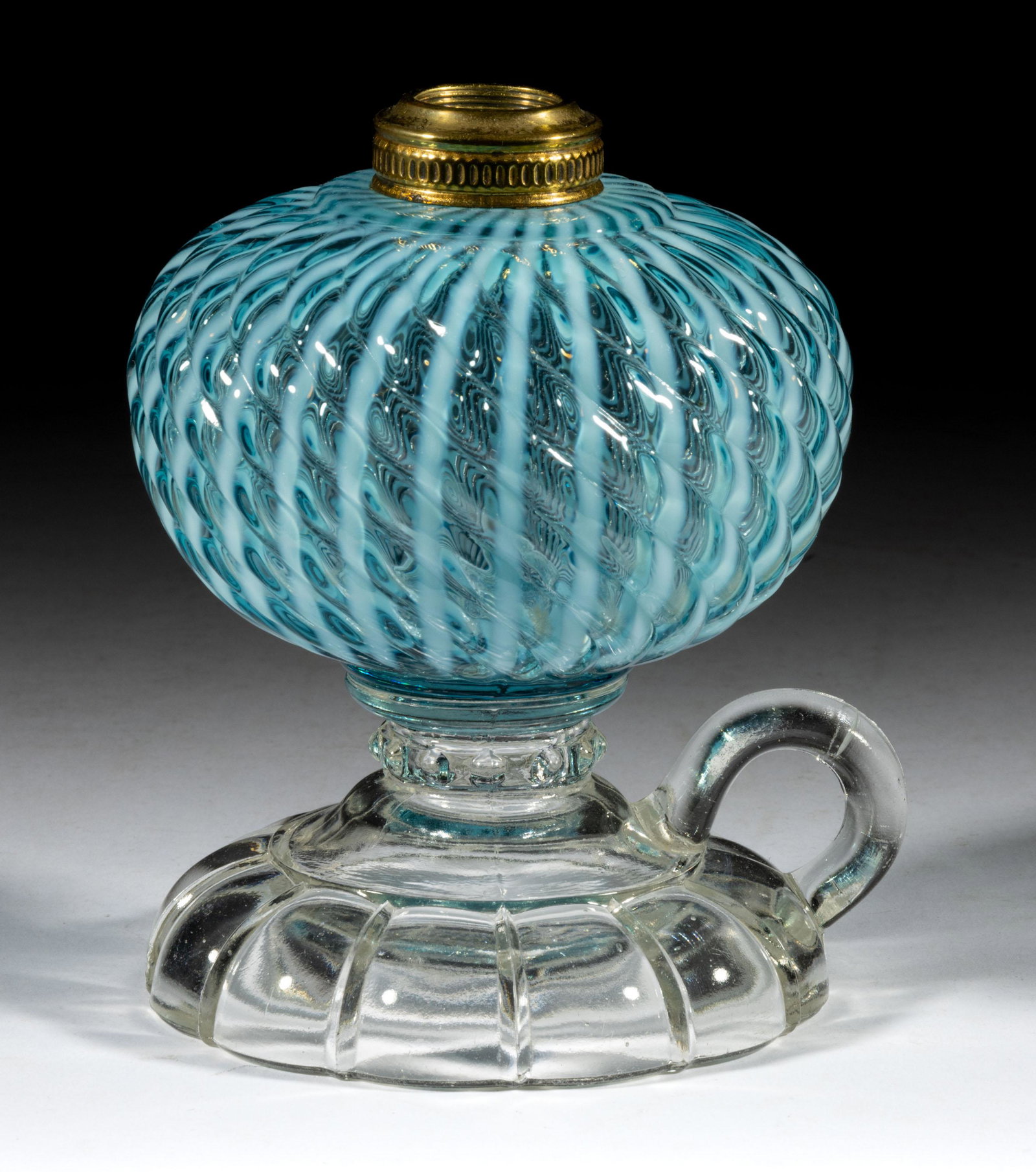 SHELDON SWIRL KEROSENE FOOTED FINGER LAMP (1 of 1)