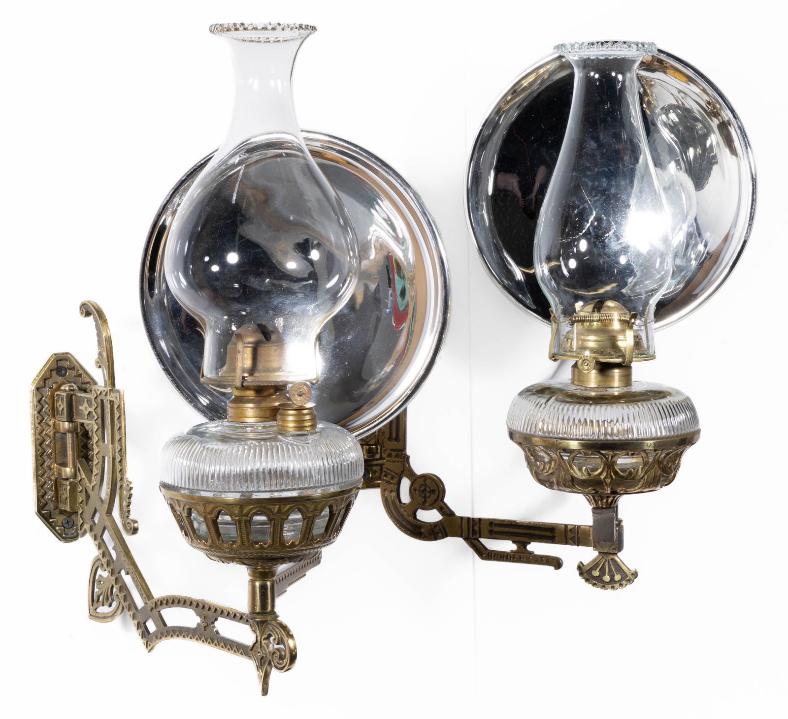 ASSORTED CAST-METAL KEROSENE BRACKET LAMPS, LOT OF TWO (1 of 3)