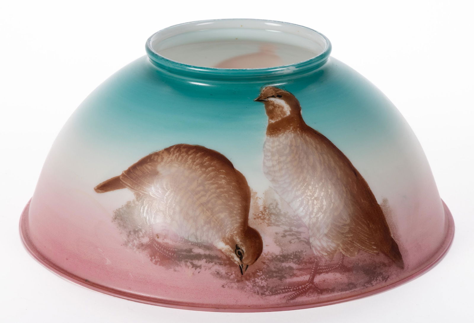 DECORATED OPAL GLASS LAMP SHADE (1 of 2)