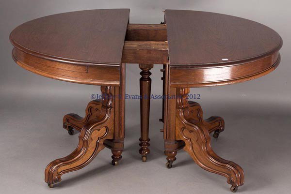 AMERICAN RENAISSANCE REVIVAL WALNUT EXTENDING DINI - 2