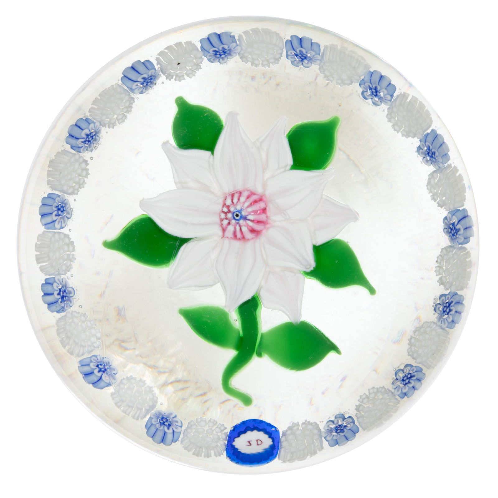 JOHN DEACONS (SCOTTISH, B. 1950) DOUBLE-CLEMATIS LAMPWORK AND MILLEFIORI STUDIO ART GLASS (1 of 2)