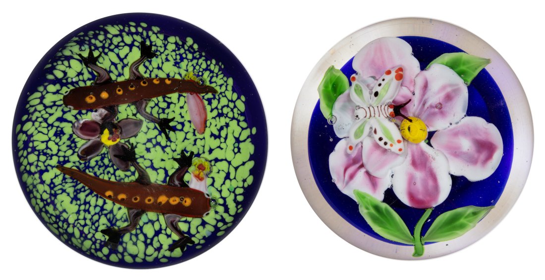 ASSORTED MURANO LAMPWORK STUDIO ART GLASS MAGNUM PAPERWEIGHTS, LOT OF TWO, comprising a white and (1 of 3)