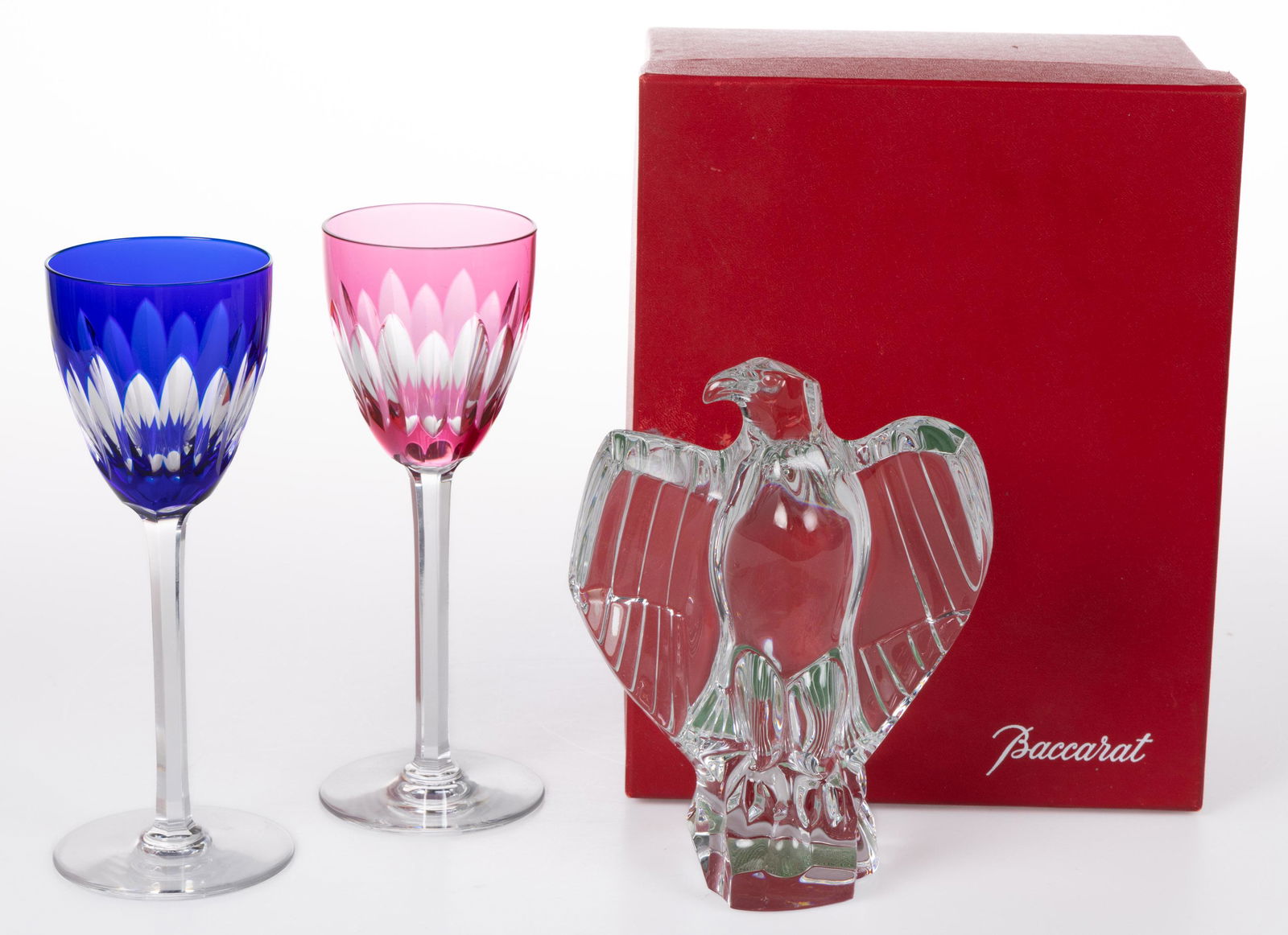 ASSORTED BACCARAT ART GLASS ARTICLES, LOT OF THREE, comprising a colorless Eagle figurine, and two (1 of 1)