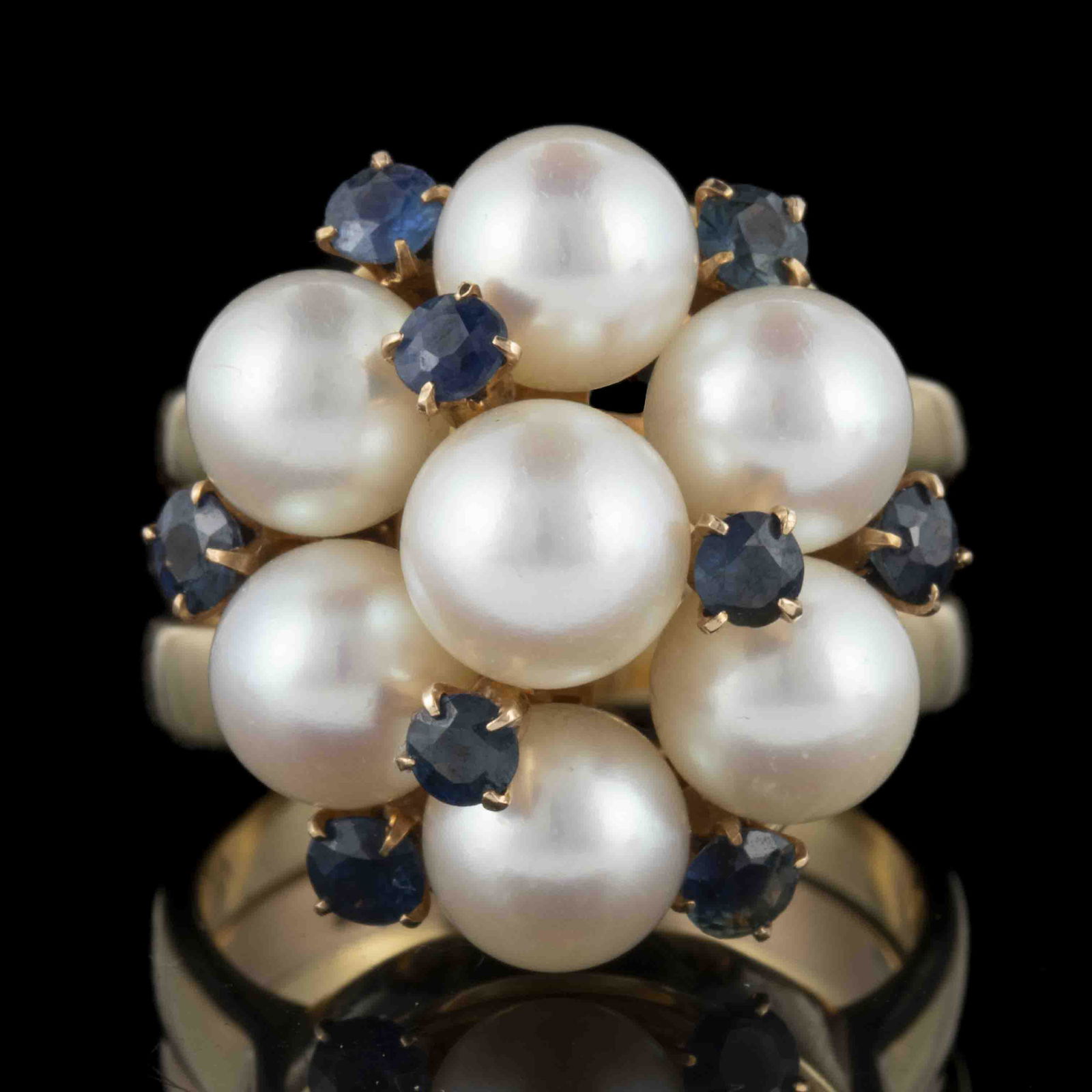 VINTAGE / CONTEMPORARY 14K ROSE GOLD PEARL AND GEMSTONE LADY'S RING WITH 18K YELLOW GOLD (1 of 3)