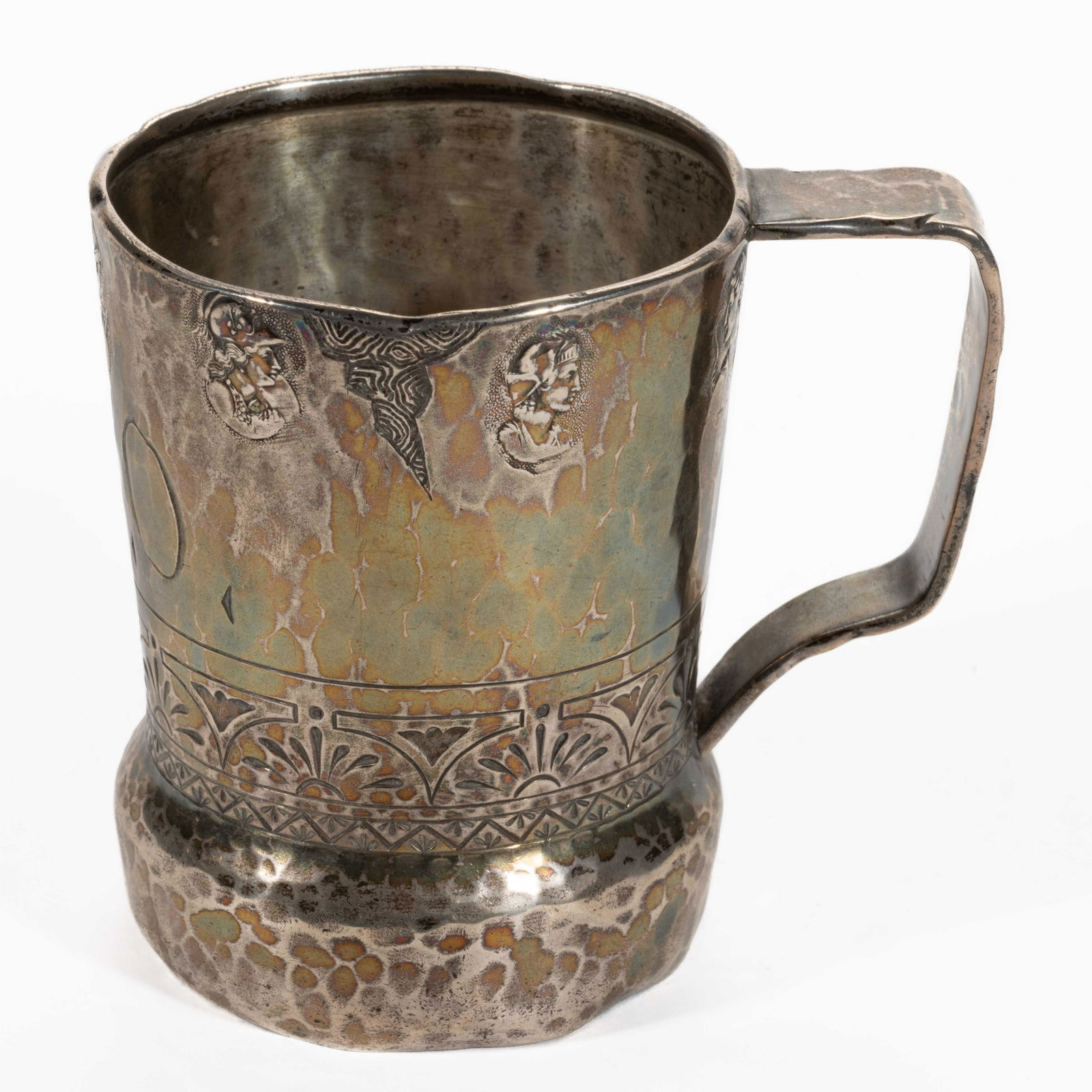 GEORGE W. SHIEBLER & CO. "MEDALLION / ETRUSCAN" STERLING SILVER MUG, cylindrical form (1 of 5)