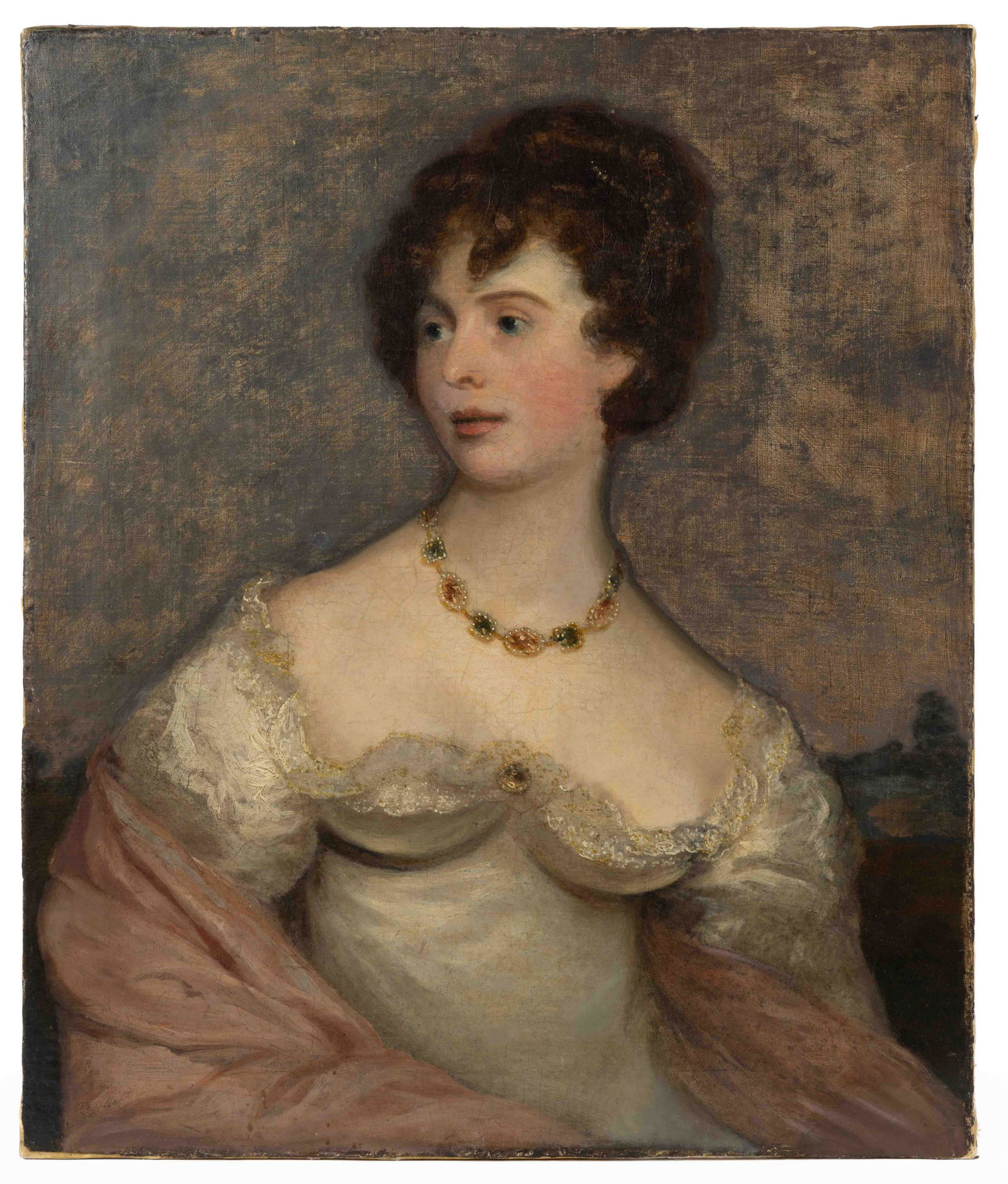 AMERICAN OR BRITISH SCHOOL (19TH CENTURY) PORTRAIT OF A LADY, waist-length depiction of youthful (1 of 9)