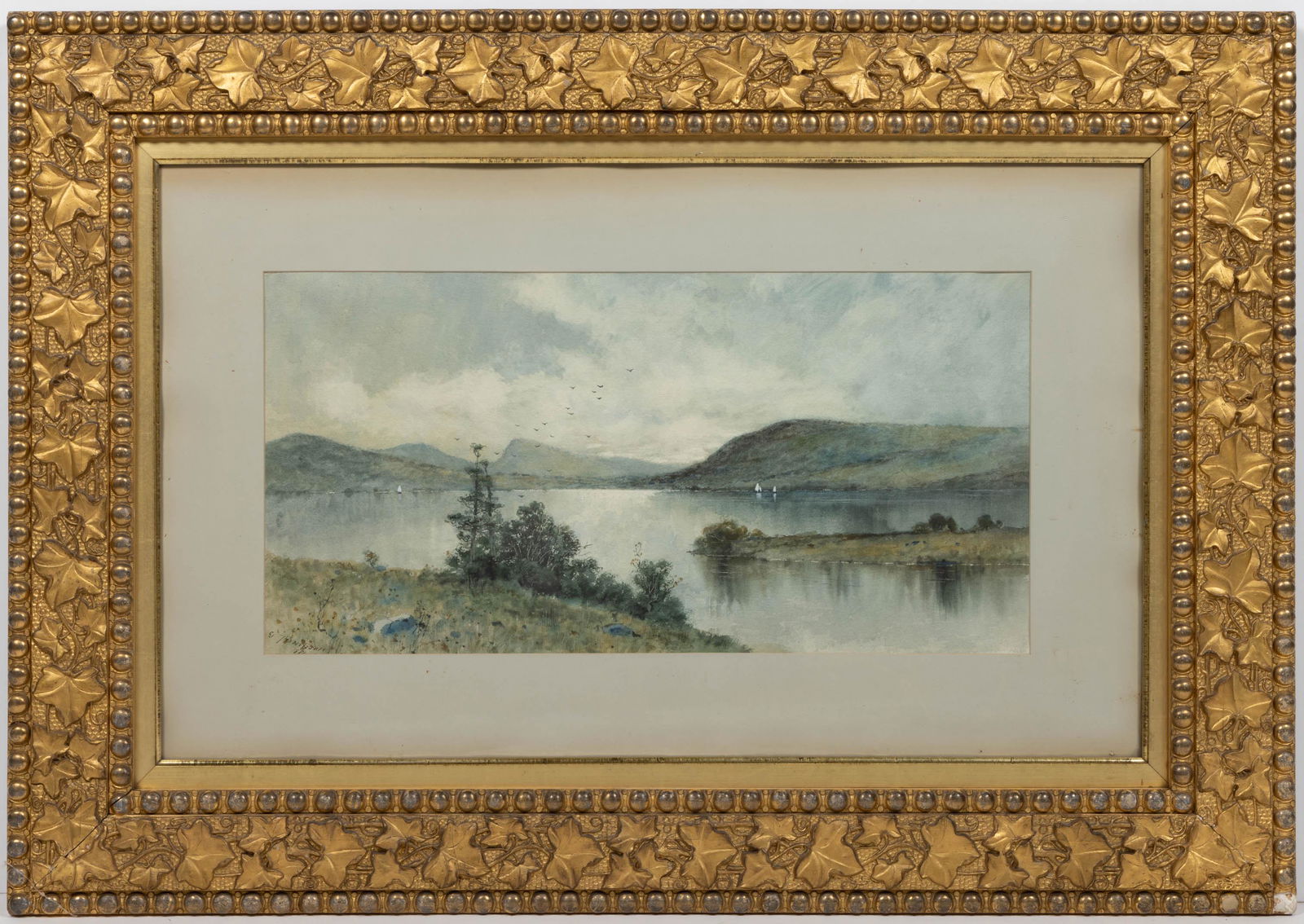 AMERICAN OR BRITISH SCHOOL (LATE 19TH CENTURY) LANDSCAPE PAINTING, watercolor on paper, depicting (1 of 5)