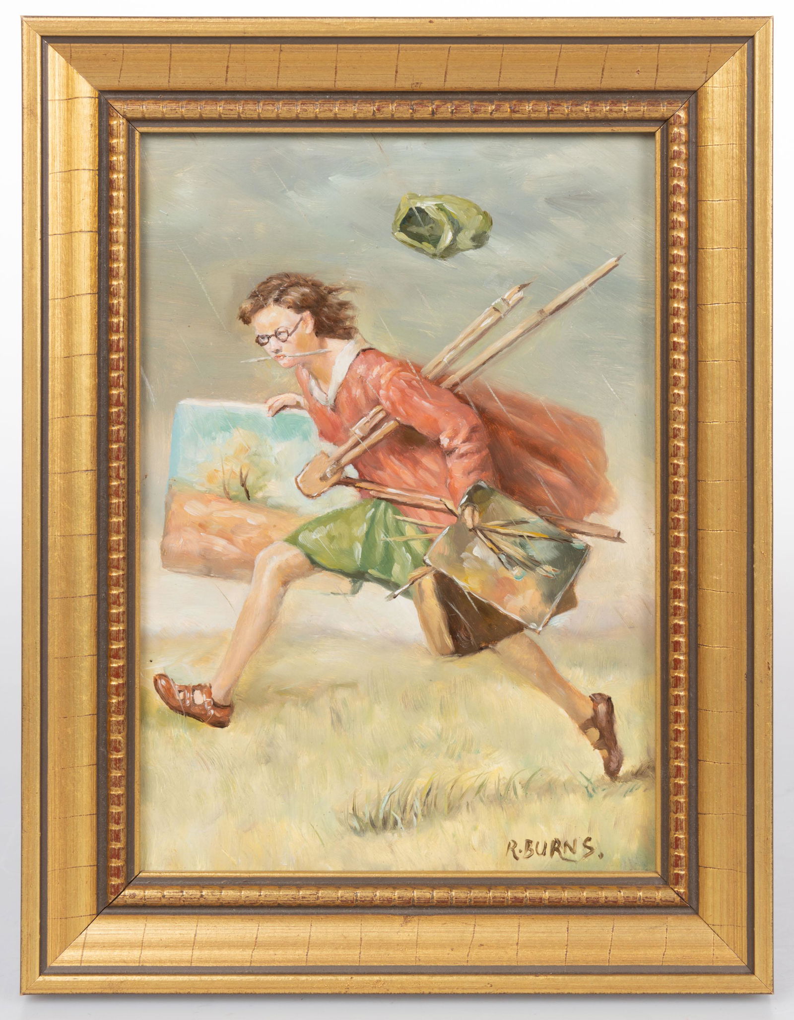 AFTER NORMAN ROCKWELL (AMERICAN, 1894-1978) â€œWET PAINT”, oil on hardwood panel, depicting a (1 of 2)