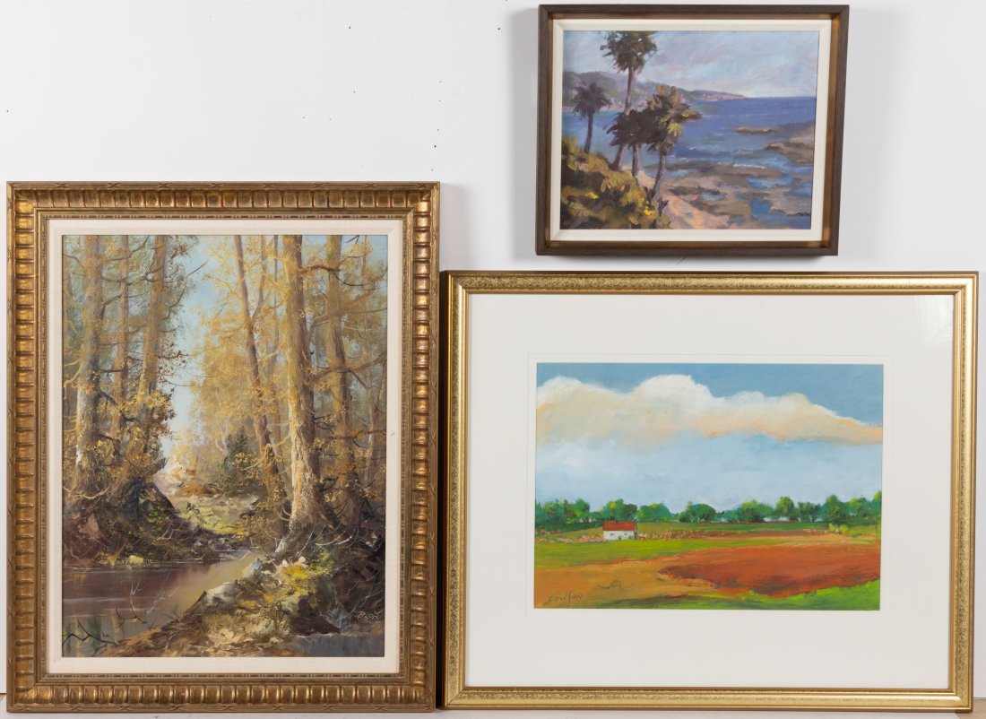 AMERICAN SCHOOL (XX-XXI CENTURY) LANDSCAPE PAINTINGS, LOT OF THREE, acrylic/oil, comprising a (1 of 5)