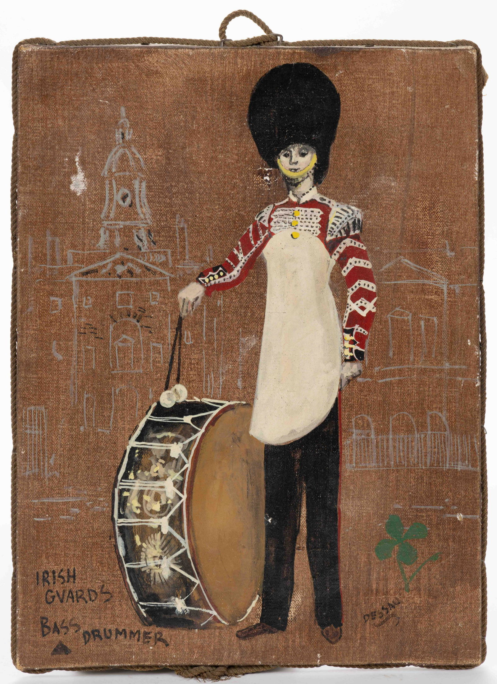 PAUL LUCIEN DESSAU (BRITISH, 1909-1999) "IRISH GUARDS BASS DRUMMER", oil on canvas,  (1 of 3)