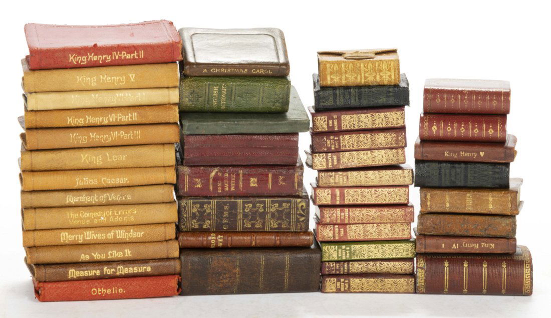 ANTIQUARIAN AND MODERN MINIATURE BOOKS / VOLUMES, LOT OF 37, including (1)  Miniature Bible with (1 of 1)