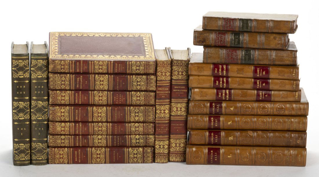 ANTIQUARIAN FINE-BINDING VOLUMES, LOT OF 21, literary in nature, including (1)  Interesting (1 of 1)