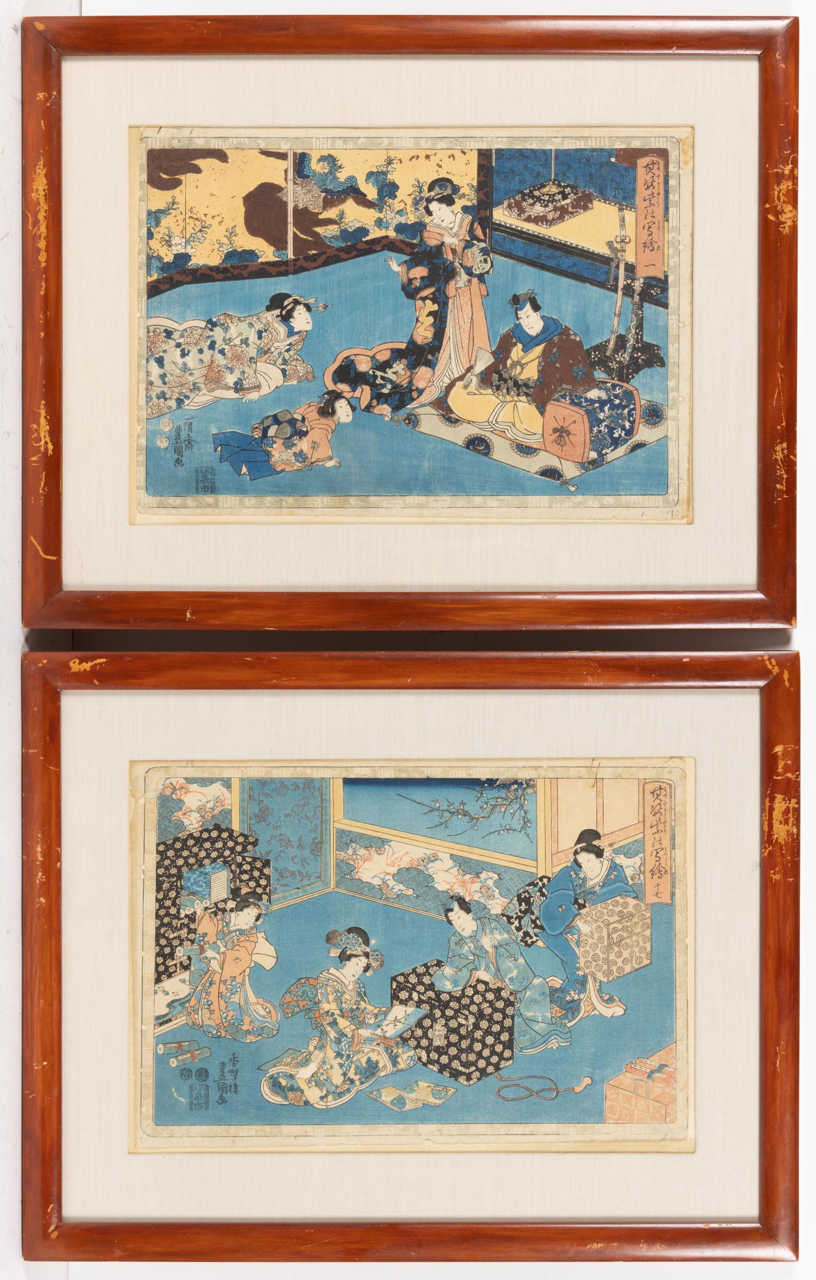 UTAGAWA KUNISADA (TOYOKUNI III) (JAPANESE, 1786-1864) "MAGIC LANTERN SLIDES" WOODBLOCK (1 of 3)