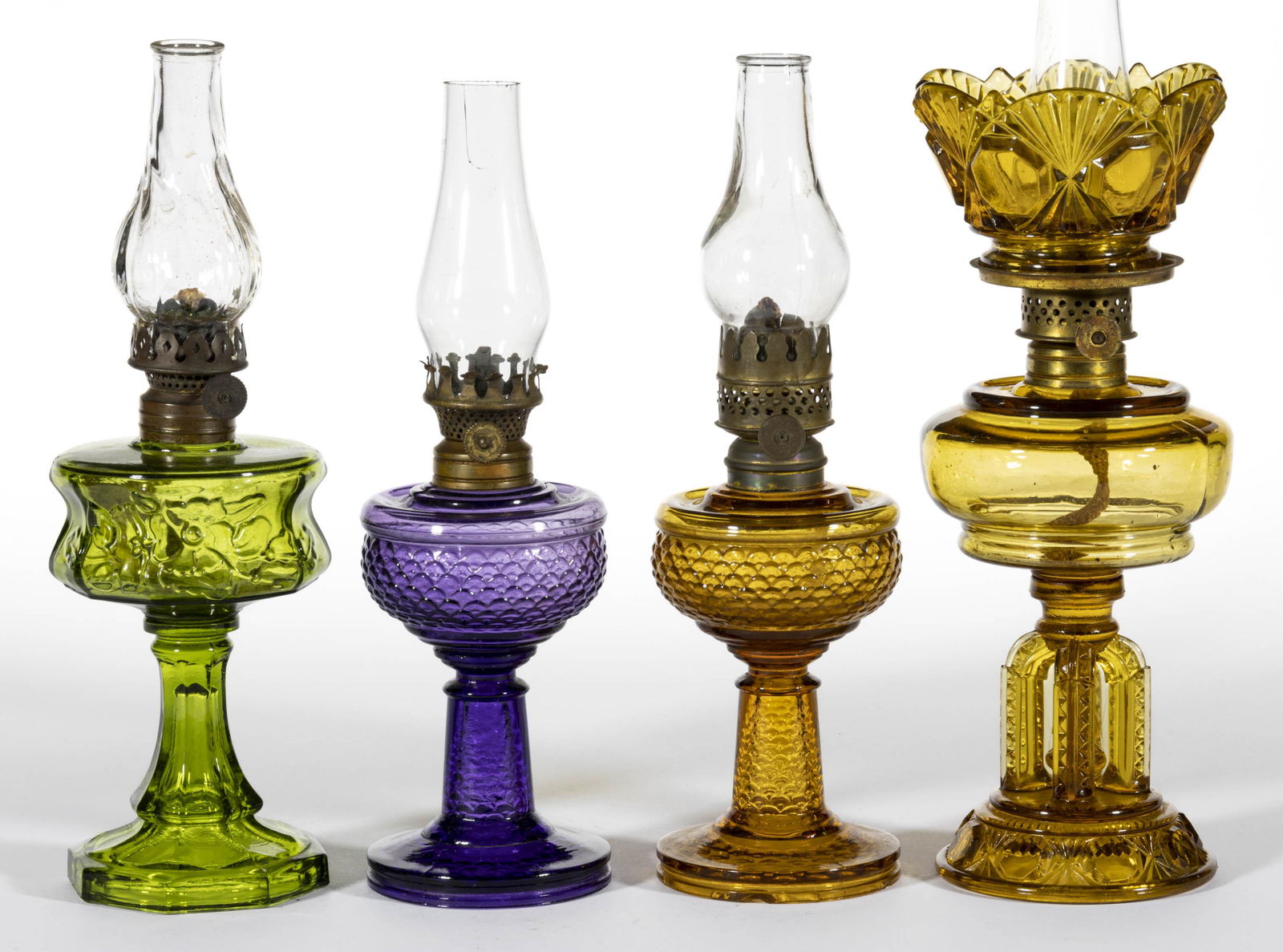 ASSORTED PATTERNED MINIATURE STAND LAMPS, LOT OF FOUR (1 of 1)