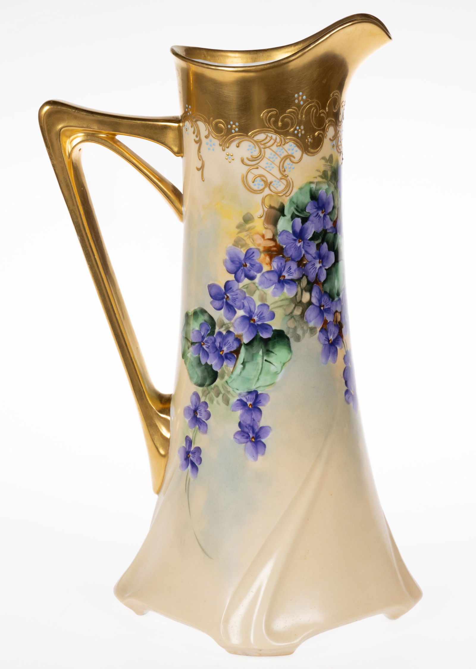 FRENCH LIMOGES SIGNED PORCELAIN TANKARD PITCHER (1 of 5)