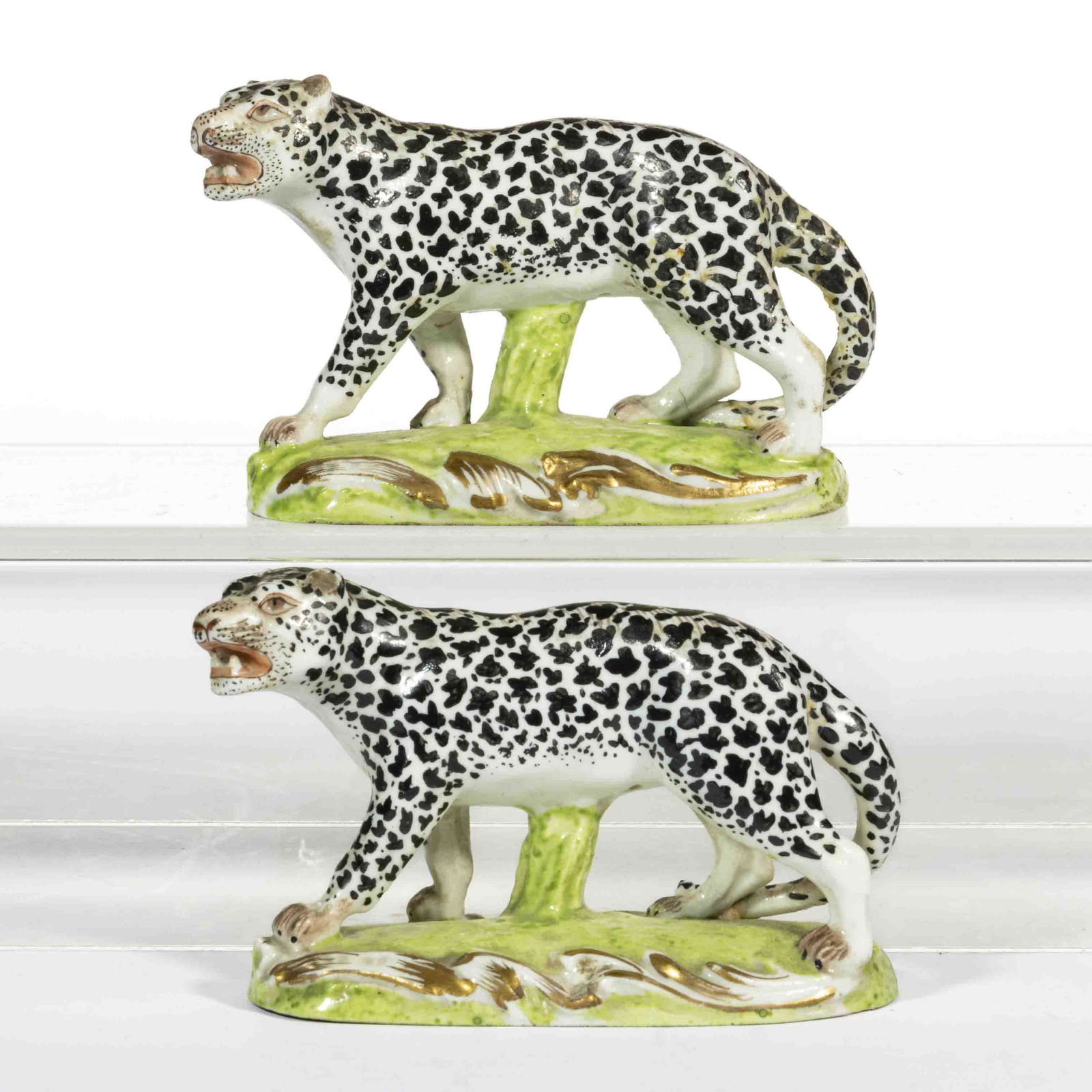 CONTINENTAL PORCELAIN PAIR OF LEOPARD FIGURES (1 of 3)