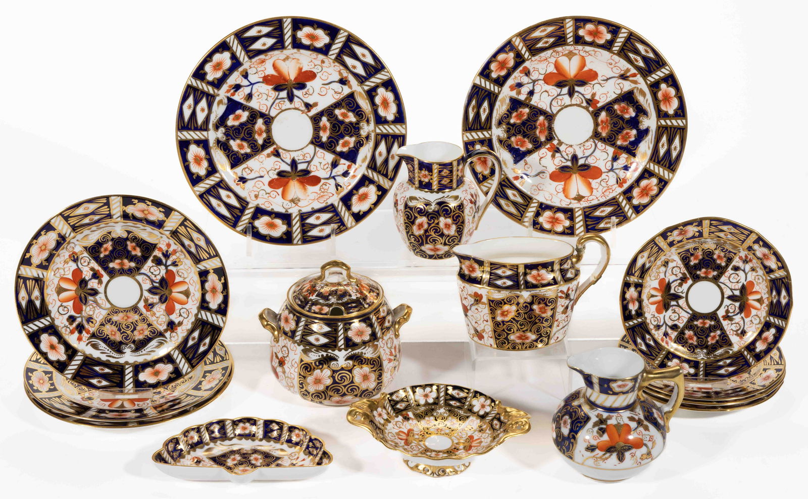 ENGLISH ROYAL CROWN DERBY IMARI-STYLE PORCELAIN ARTICLES, LOT OF 14 (1 of 1)