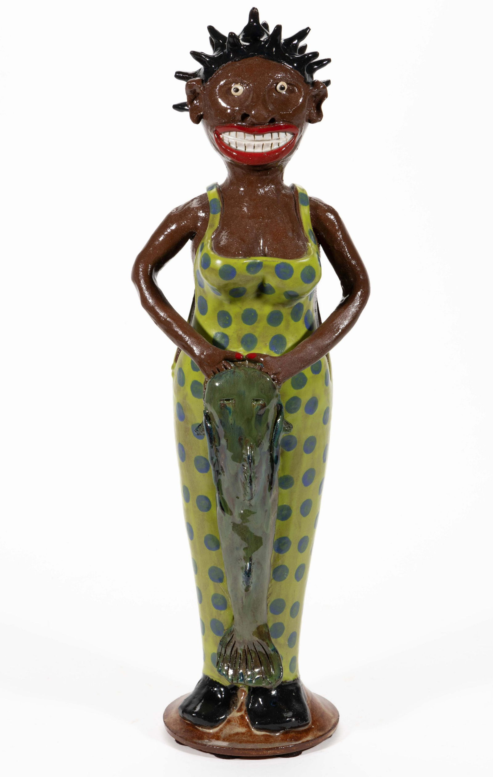 SIGNED "MARVIN BAILEY", SOUTH CAROLINA CONTEMPORARY EARTHENWARE / REDWARE FIGURE (1 of 5)