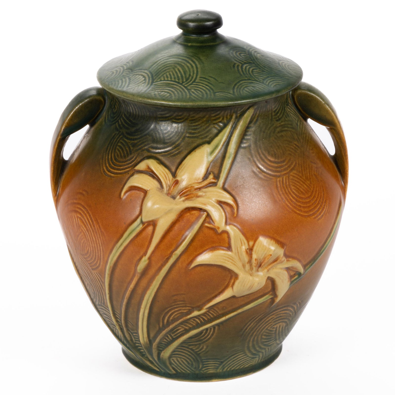 ROSEVILLE ZEPHYR LILY ART POTTERY COOKIE JAR (1 of 5)