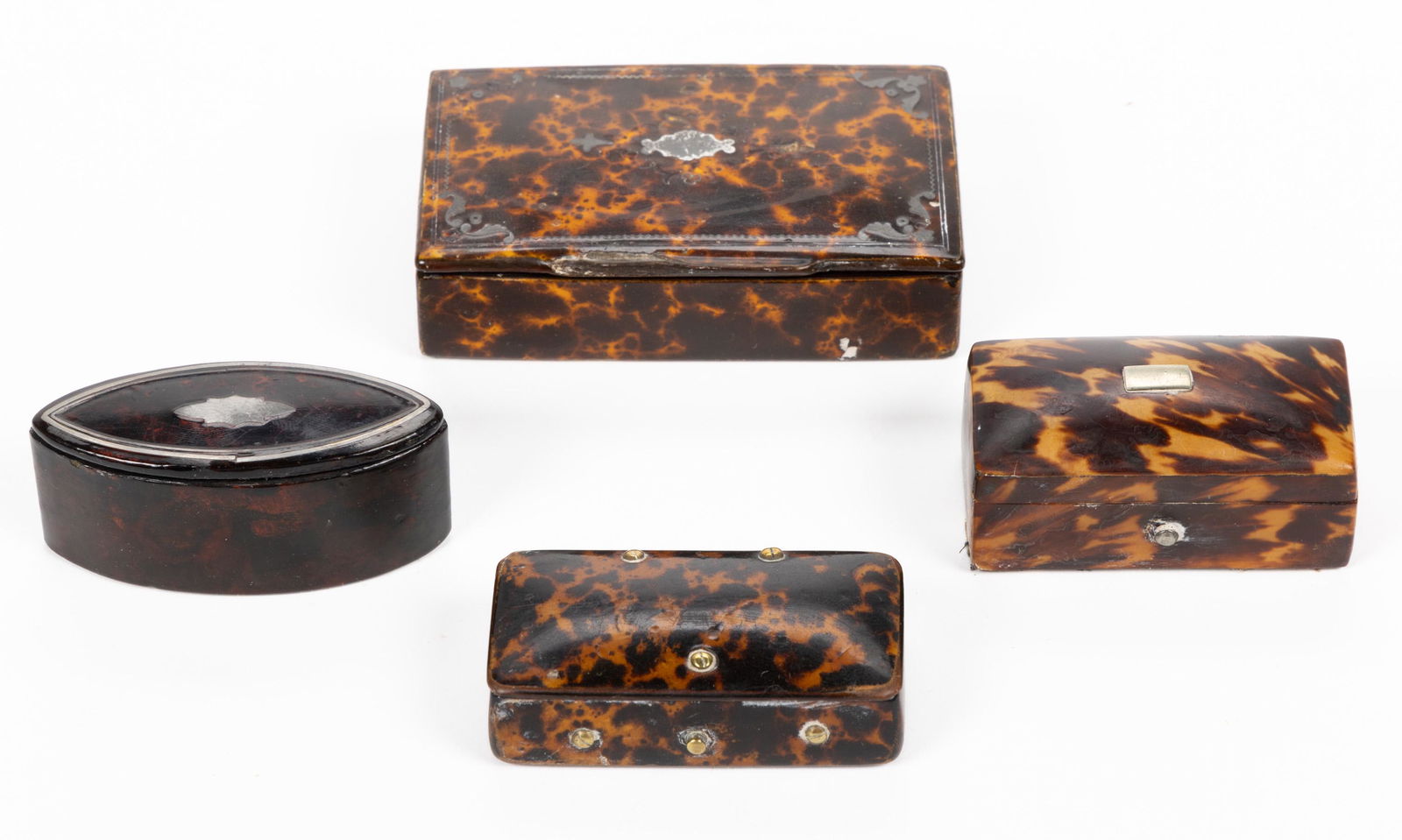 ANTIQUE TORTOISE SHELL BOXES, LOT OF FOUR (1 of 2)
