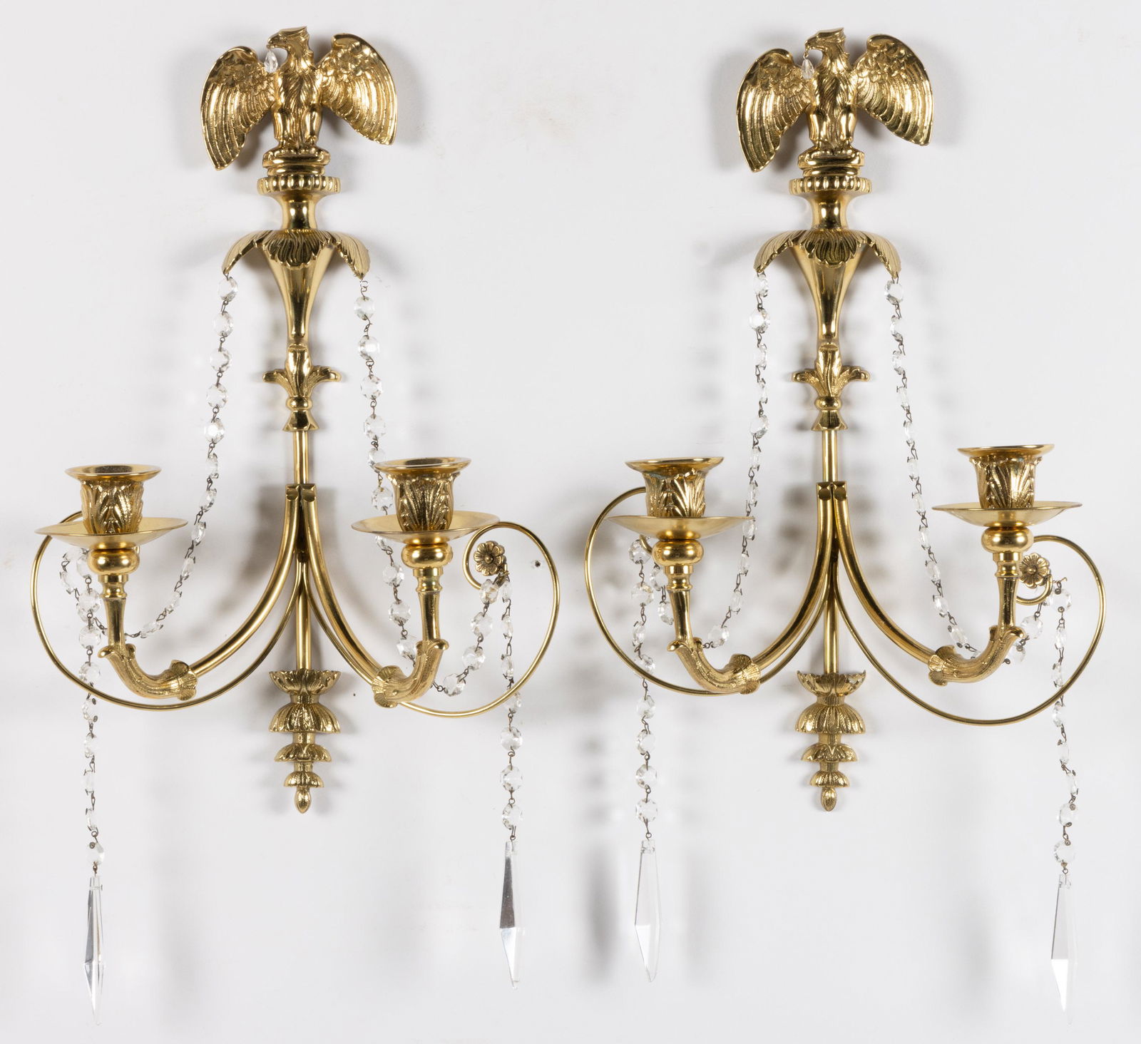 PAIR OF BRASS WALL SCONCES (1 of 3)