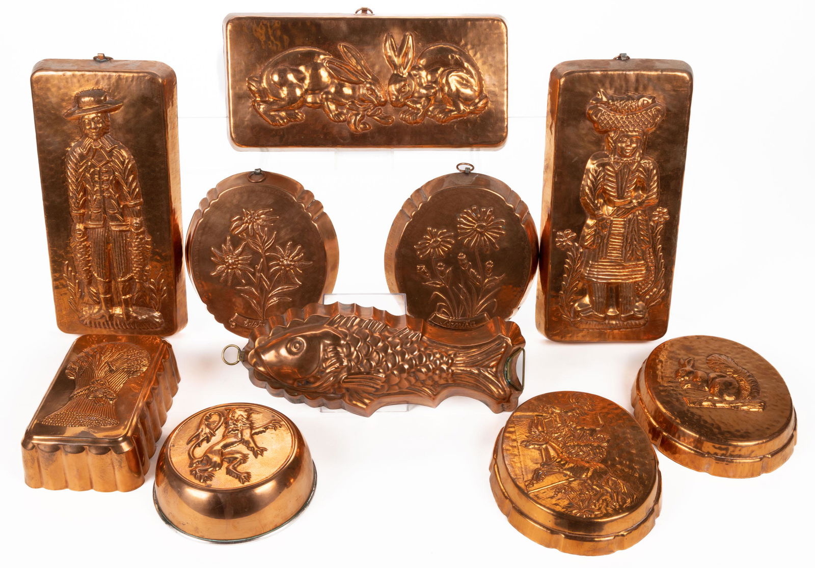 COPPER FIGURAL FOOD MOLDS, LOT OF TEN (1 of 1)
