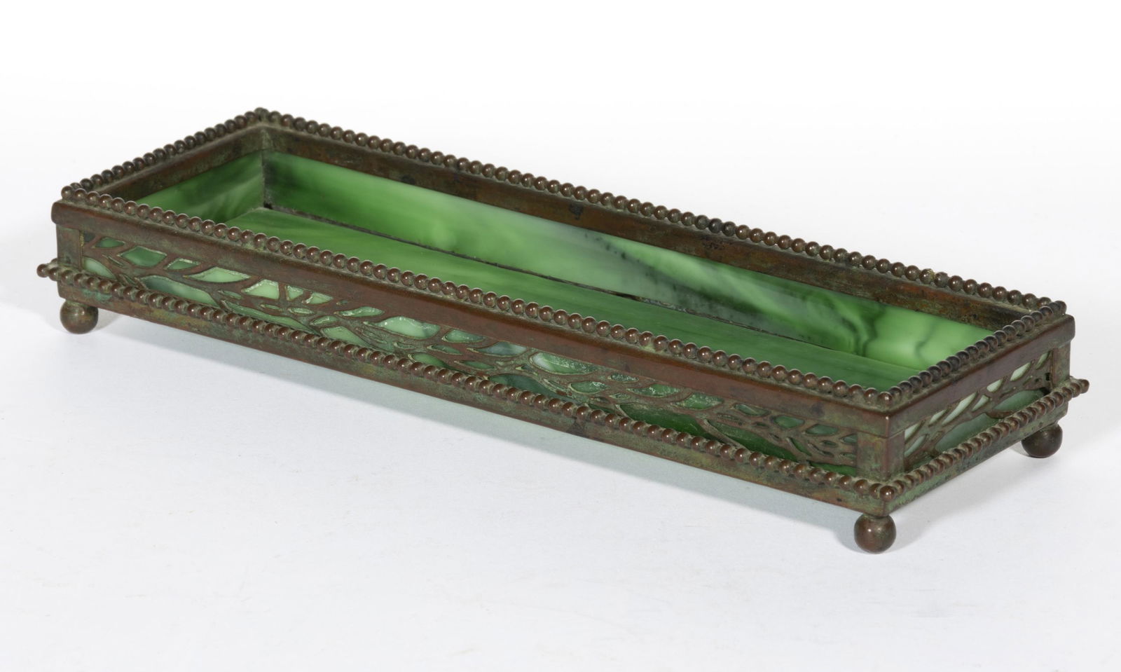 TIFFANY STUDIOS BRONZE PINE NEEDLE / GRAPEVINE PEN TRAY (1 of 2)