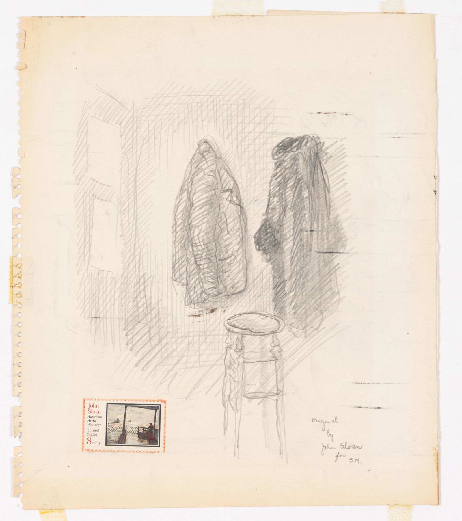 JOHN SLOAN (AMERICAN, 1871-1951), ATTRIBUTED, SKETCH OF AN INTERIOR (1 of 5)