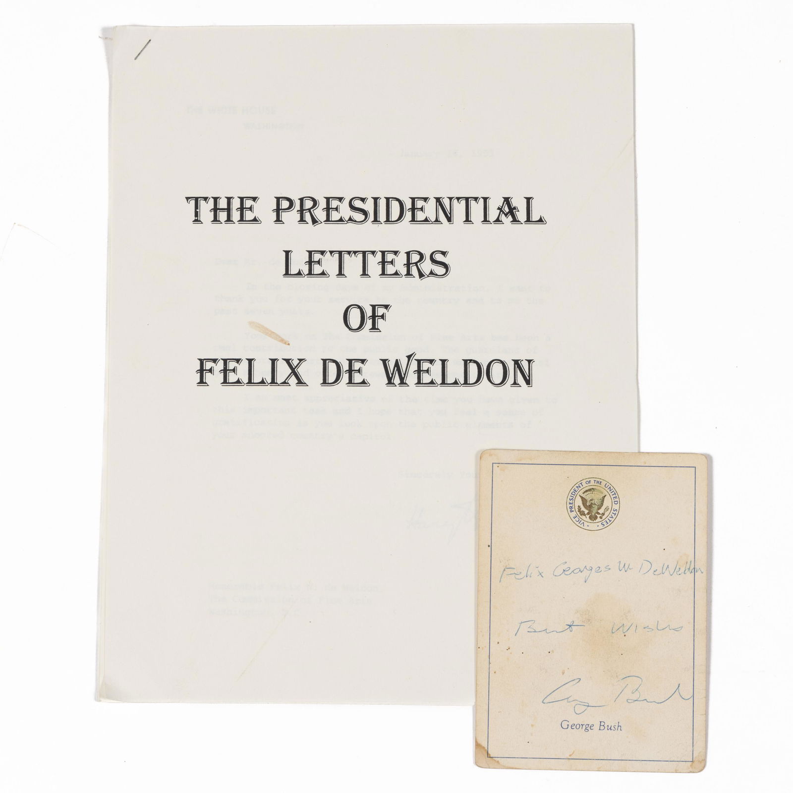 UNITED STATES PRESIDENTIAL AUTOGRAPH PRESIDENT GEORGE BUSH AUTOGRAPHED CARD (1 of 2)