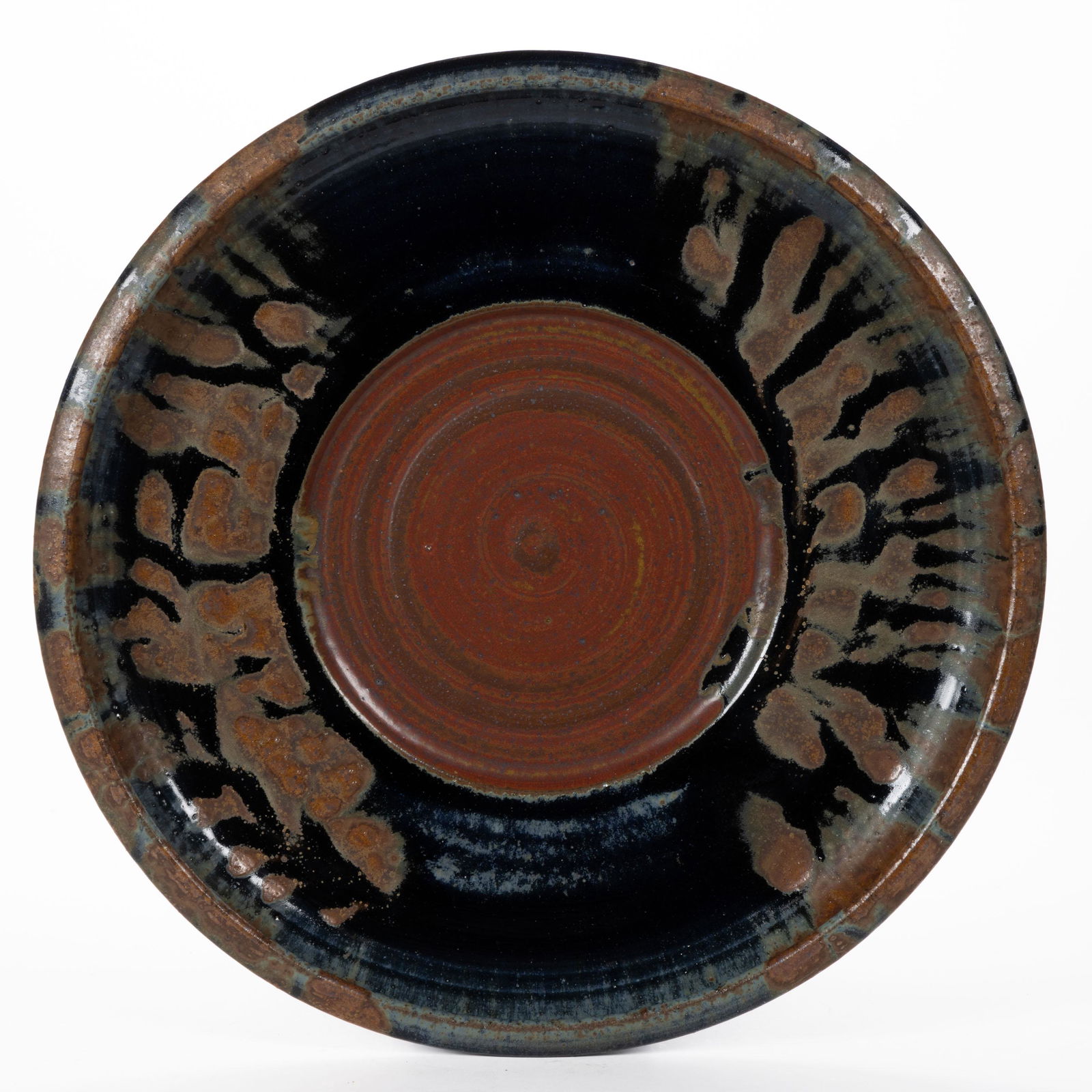 SIGNED JIM "HANGER", STAUNTON, VIRGINIA STUDIO POTTERY STONEWARE CHARGER (1 of 2)