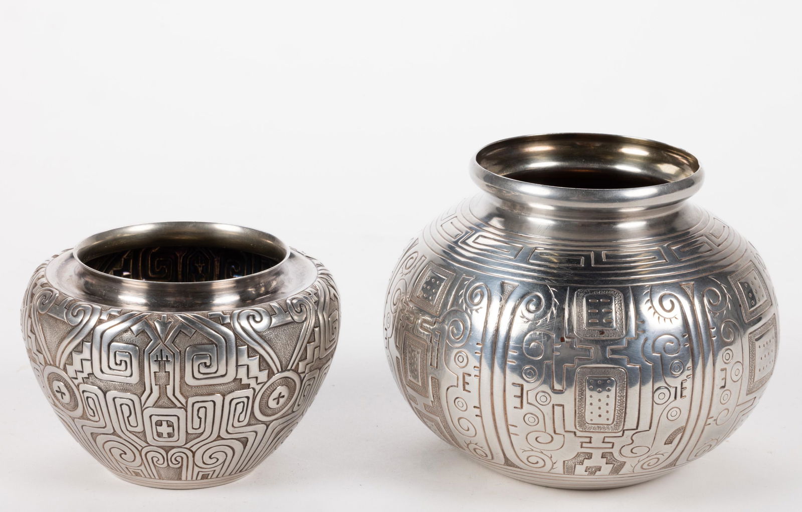 FRENCH EXPORT CHASED 0.950 SILVER VASES, LOT OF TWO (1 of 3)