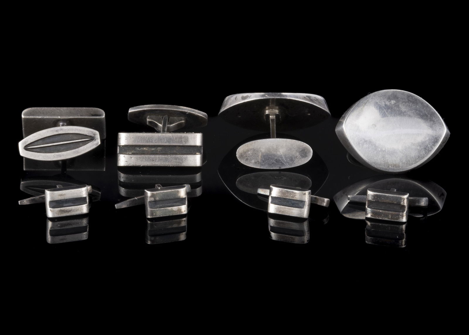 GEORG JENSEN AND HANS HANSEN DANISH STERLING SILVER MEN'S JEWELRY, LOT OF EIGHT (1 of 1)