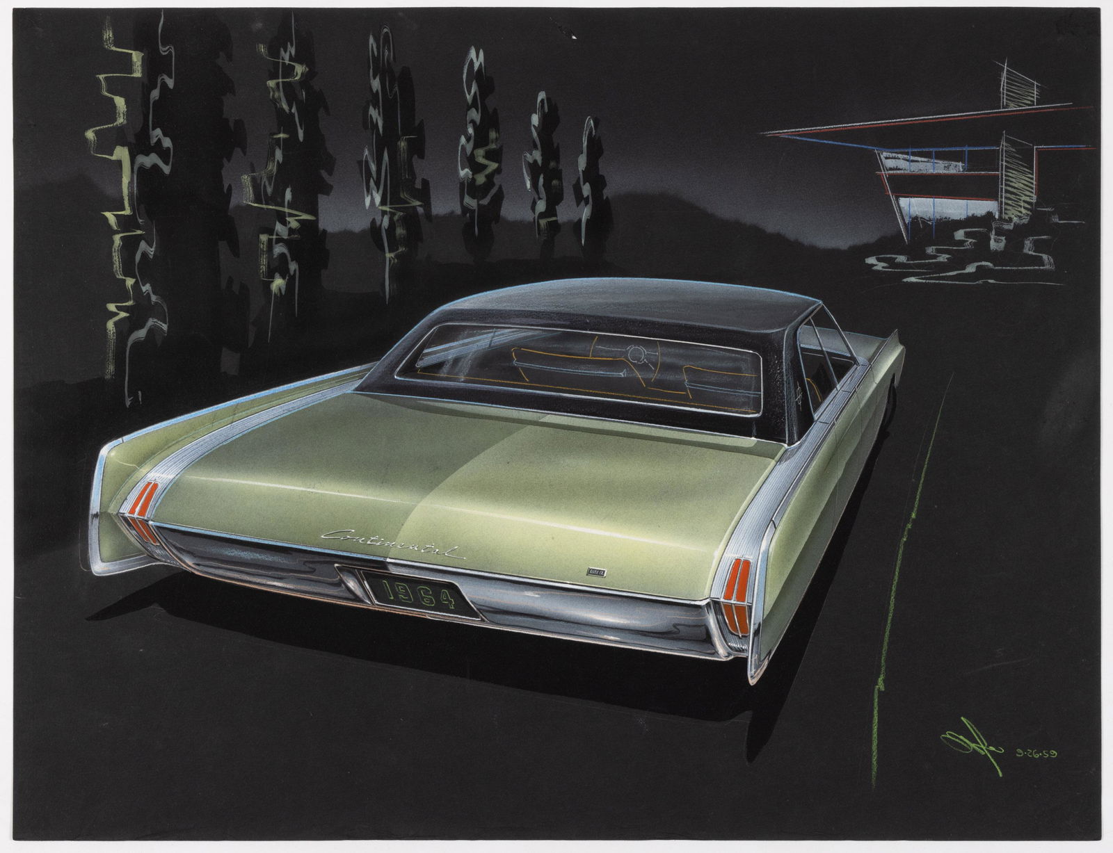 JOHN ORFE (AMERICAN, 20TH CENTURY) AUTOMOTIVE DESIGN ORIGINAL CONCEPT DRAWING (1 of 1)