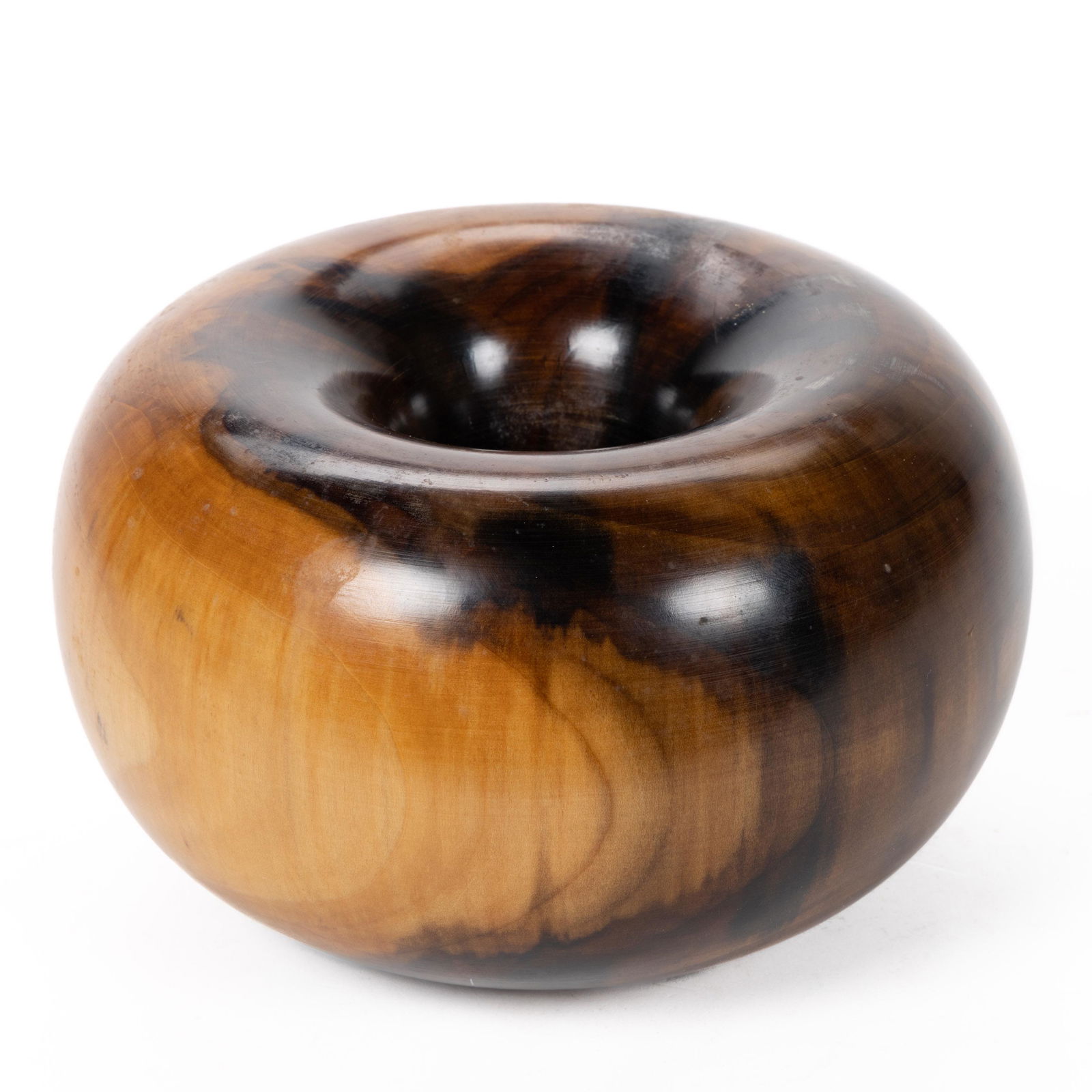 ED MOULTHROP (AMERICAN, 1916-2003) TULIPWOOD TURNED VESSEL / DONUT BOWL (1 of 5)