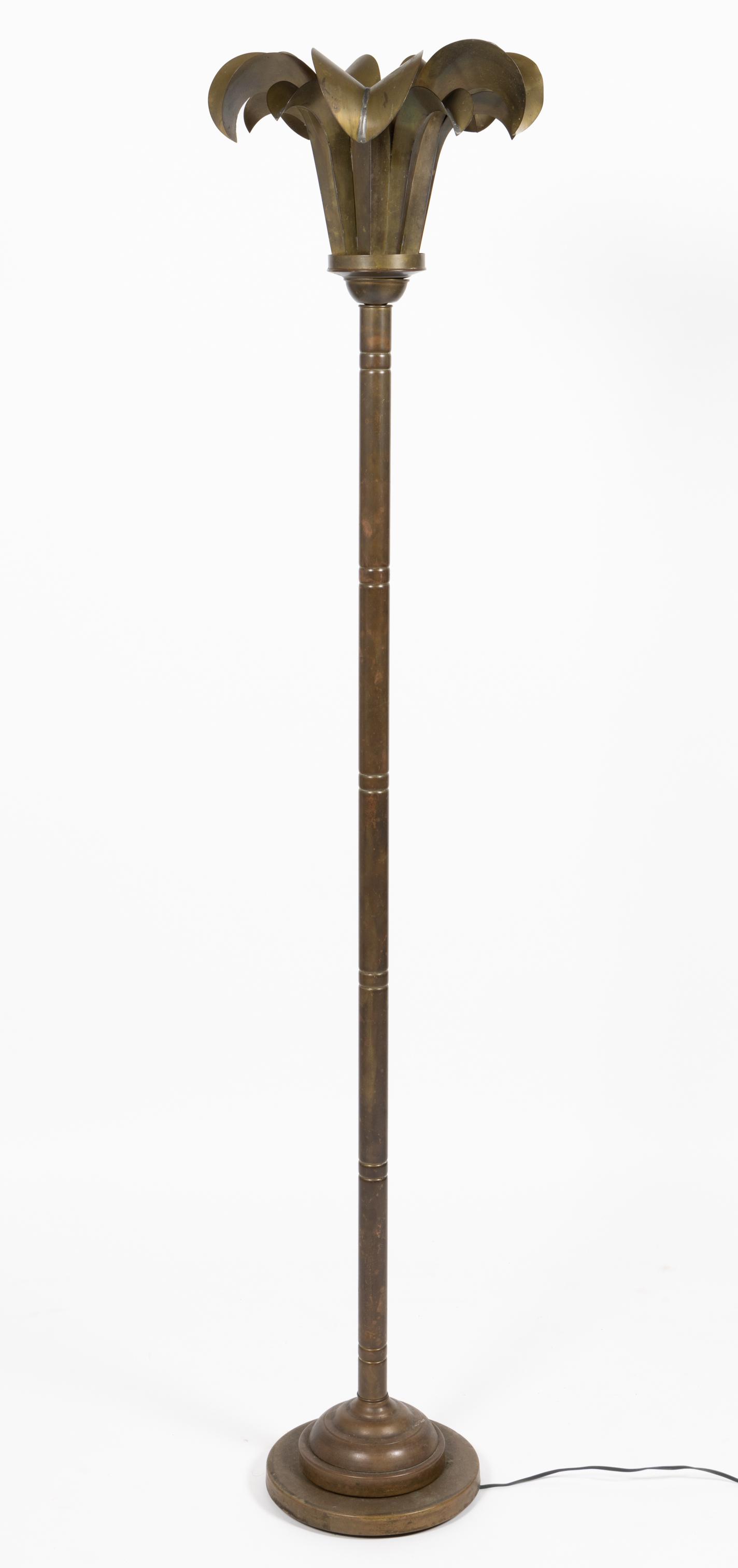 MID-CENTURY MODERN BRASS ELECTRIC TORCHIERE / FLOOR LAMP (1 of 3)