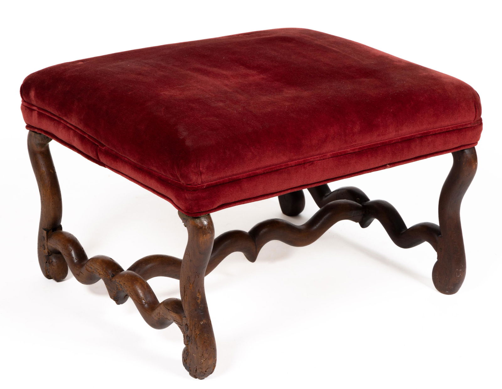 FRENCH LOUIS VIII WALNUT "OS DE MOUTON" FOOT STOOL (1 of 3)