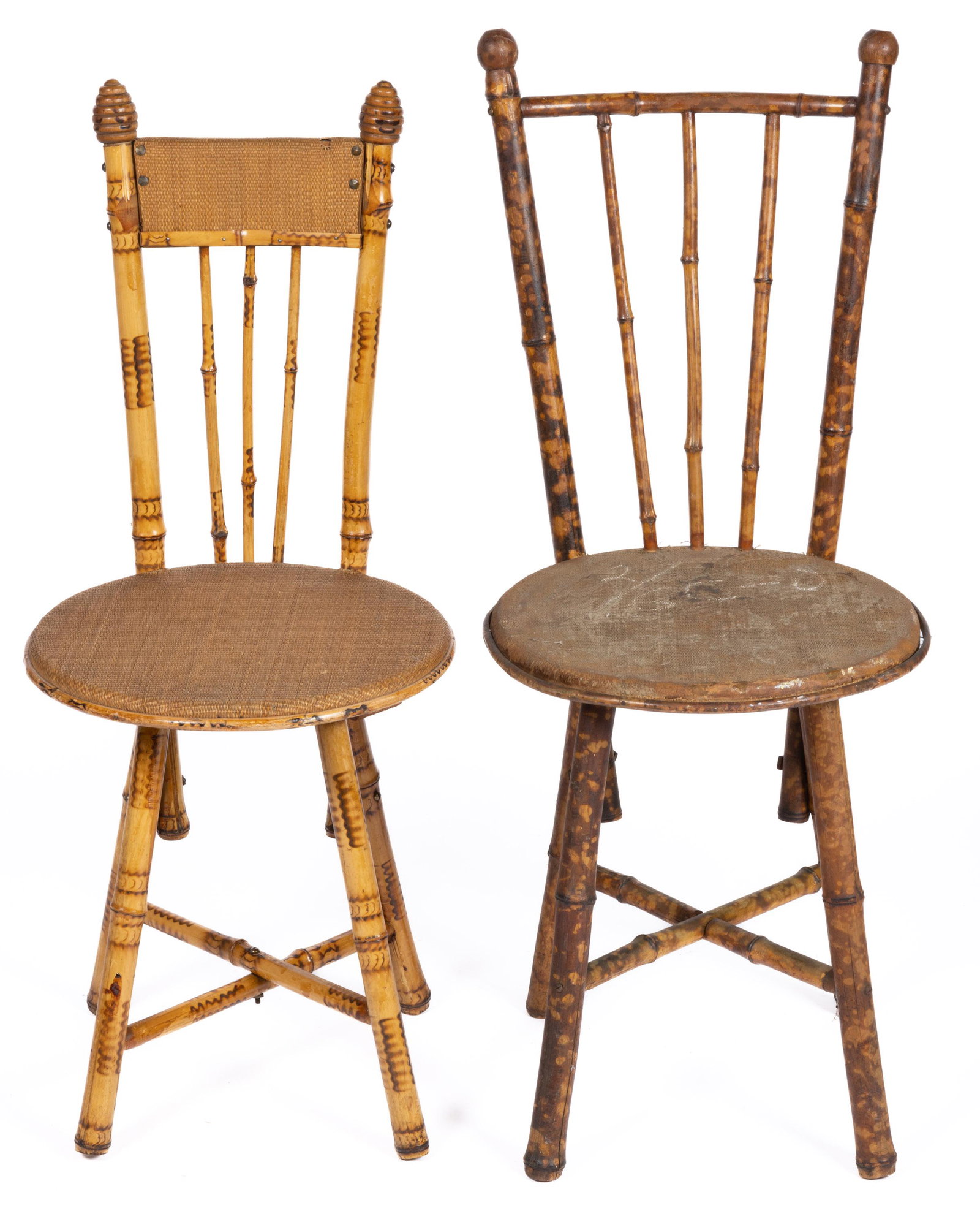 ANTIQUE VICTORIAN BAMBOO SIDE CHAIRS, LOT OF TWO (1 of 3)