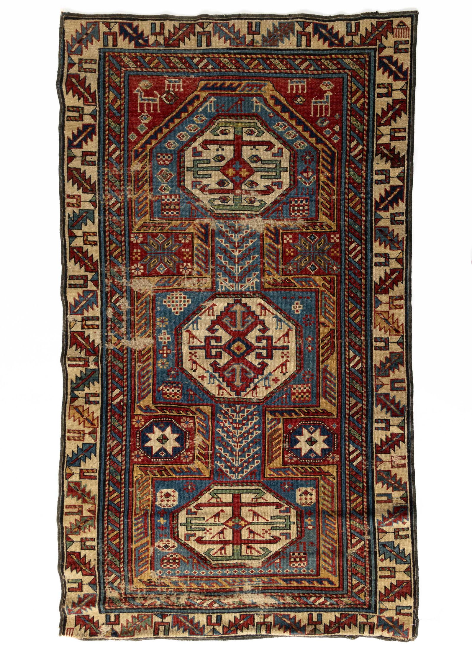 ANTIQUE CAUCASIAN KAZAK TRIBAL RUG (1 of 8)