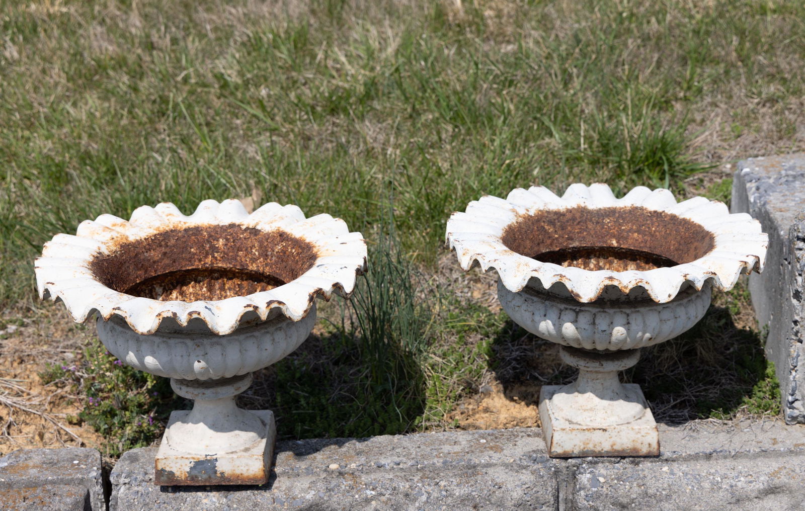 PAIR OF AMERICAN CAST-IRON GARDEN URNS (1 of 1)
