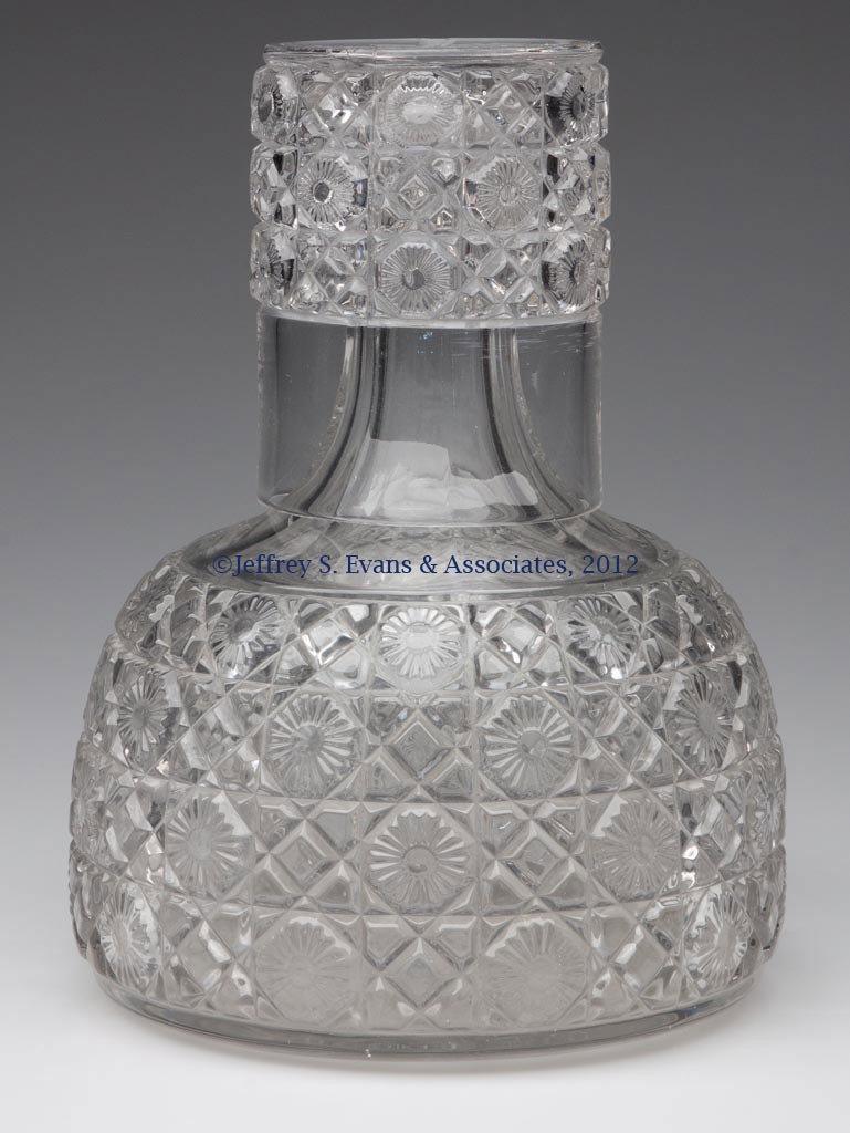 UNIDENTIFIED EAPG TUMBLE-UP: UNIDENTIFIED EAPG TUMBLE-UP, colorless, pattern similar to Duncan #330, tumbler with a polished table ring. Late 19th/early 20th century. 7 1/2" H. Provenance: Collection of Jack & Dorothy Jordan.