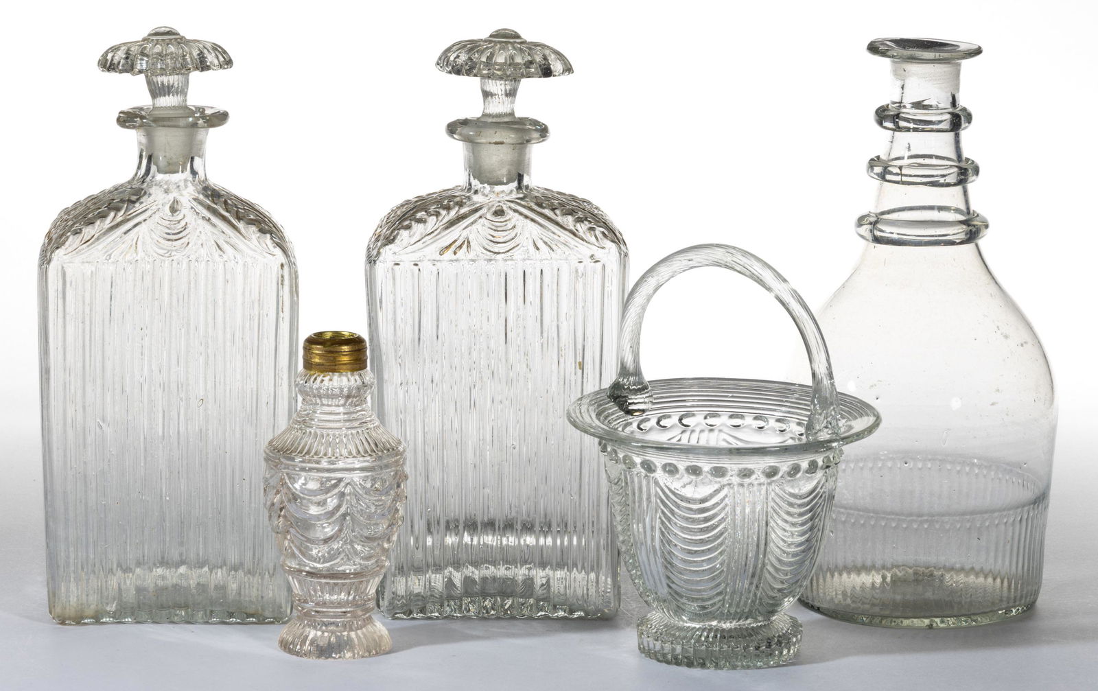 ASSORTED BLOWN-MOLDED GLASS ARTICLES, LOT OF FIVE (1 of 1)